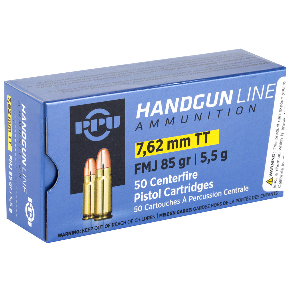 Prvi Partizan PPU 7.62x25 Tokarev Full Metal Jacket Ammunition - 85 Grain, Box of 50