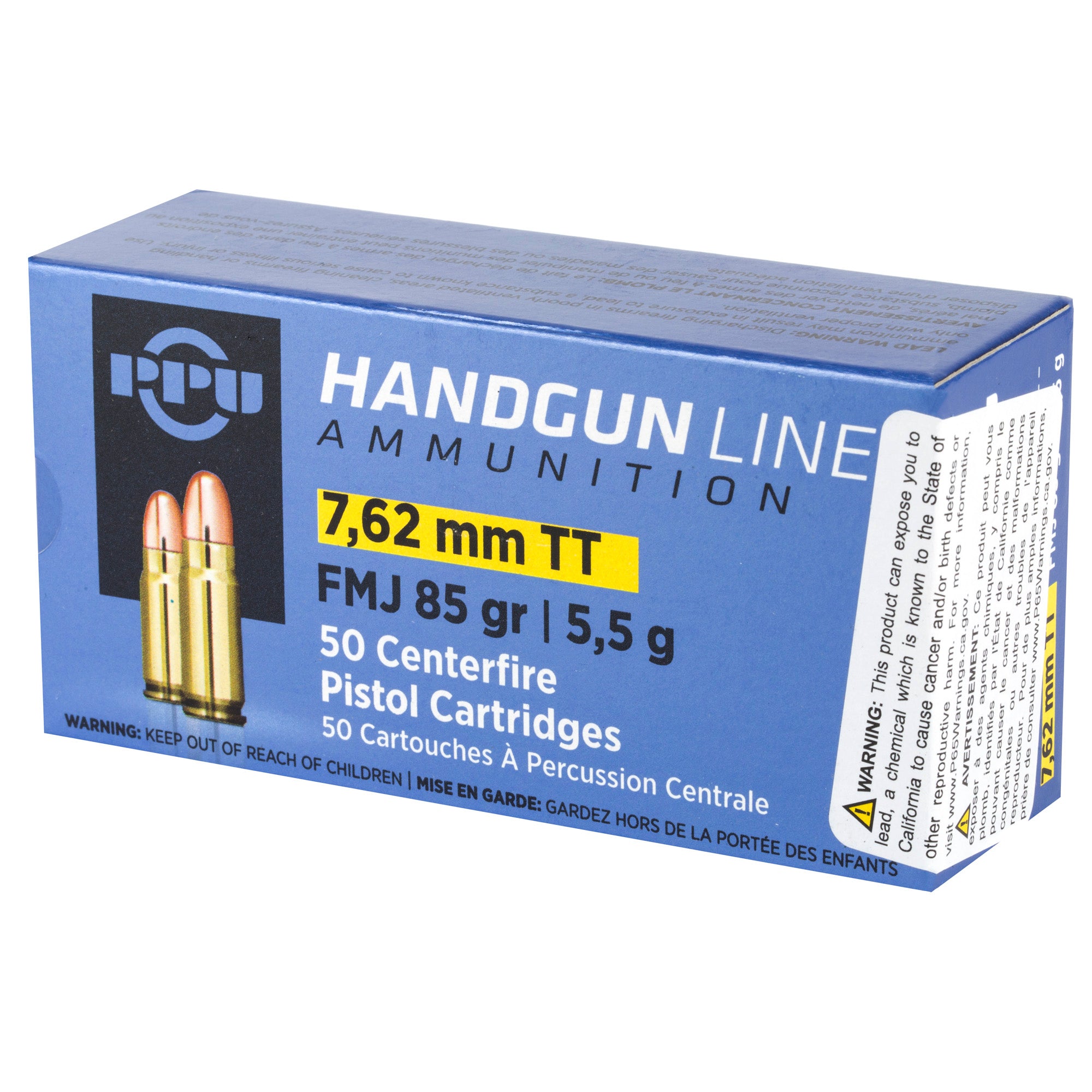 Prvi Partizan PPU 7.62x25 Tokarev Full Metal Jacket Ammunition - 85 Grain, Box of 50