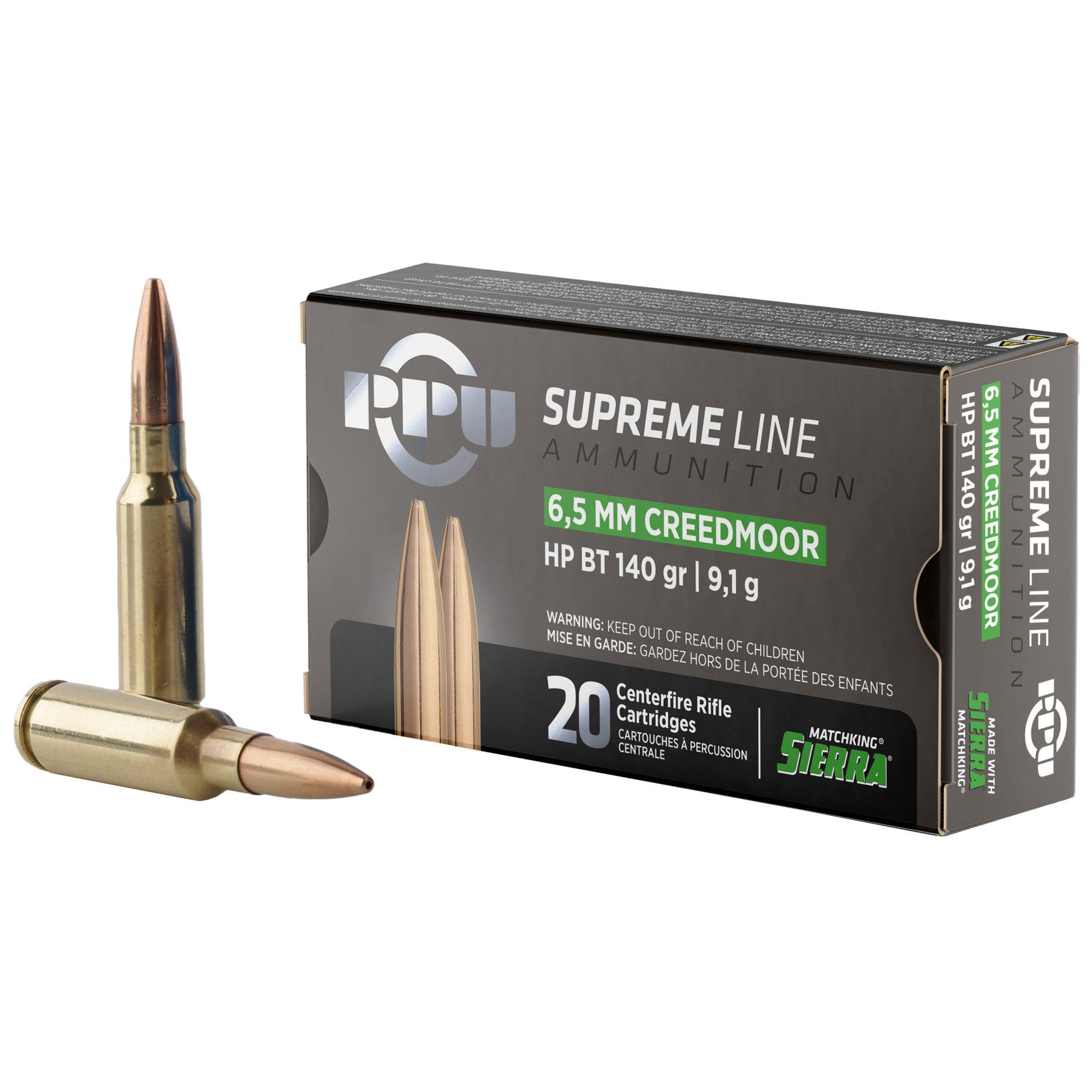 Prvi Partizan PPU Supreme Line 6.5 Creedmoor 140 Grain Boat Tail Hollow Point Ammunition