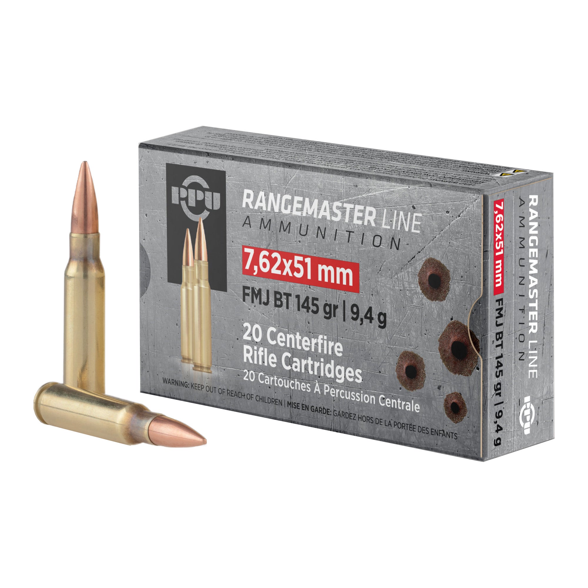 Prvi Partizan PPRM762 7.62x51mm NATO RangeMaster FMJBT Ammunition - 145 Grain, Box of 20
