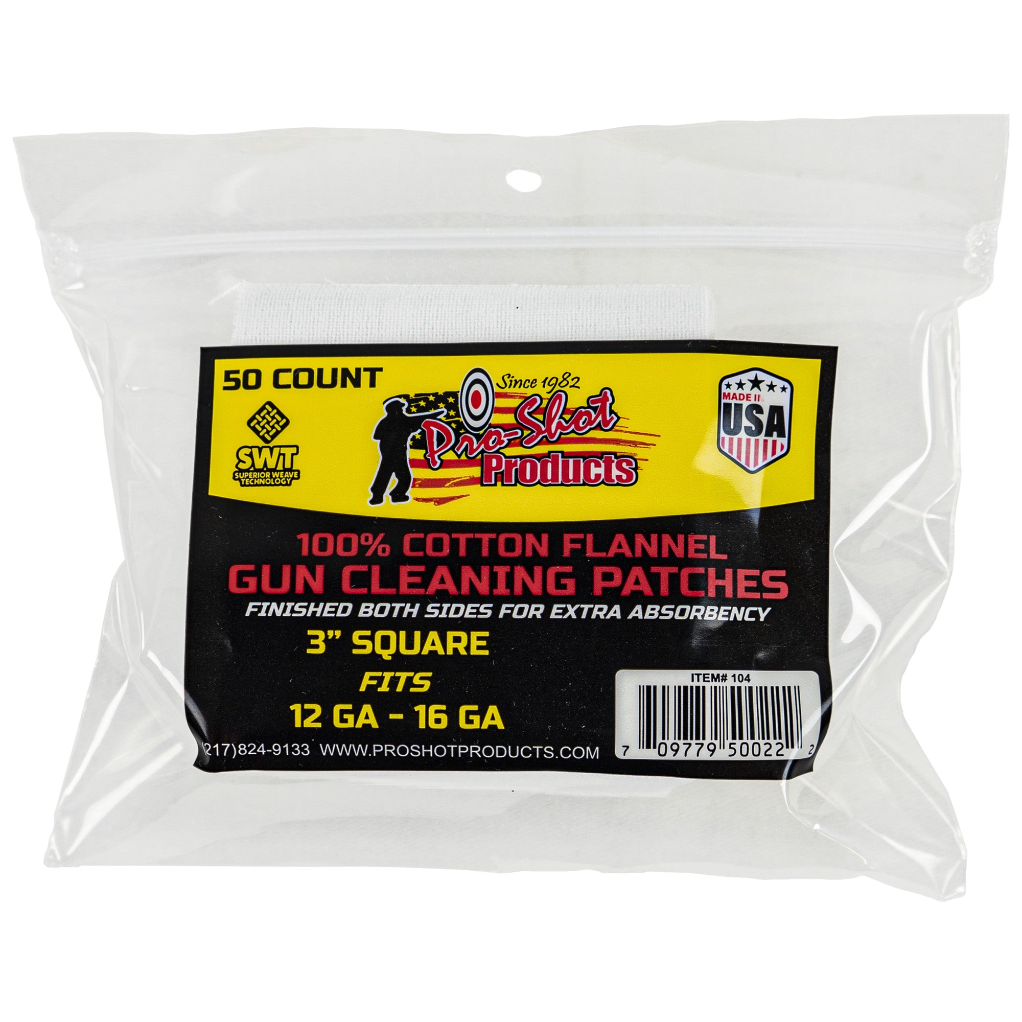 Pro-Shot Products PRO104 Patch for 12-16 Gauge Firearms - 50 Pack