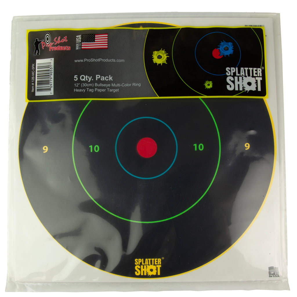 Pro-Shot Products Bullseye Target 12 Inch Multi-Color 5-Pack