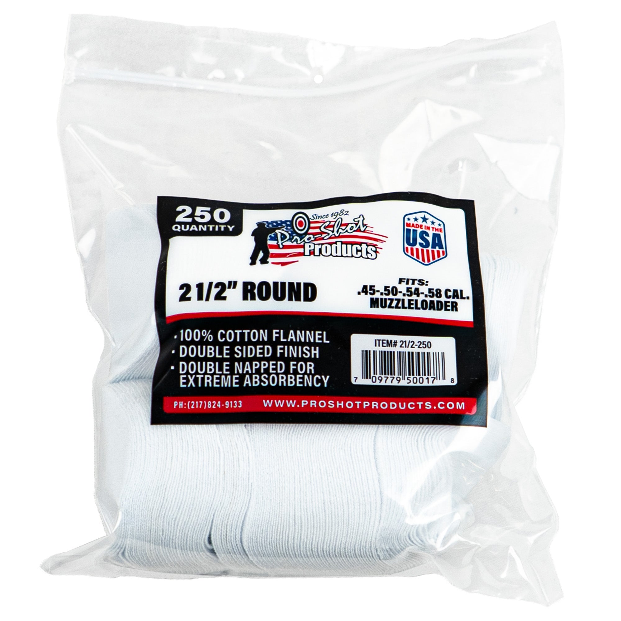 Pro-Shot Products .45-.58 Caliber Patch, 2.5 Inch, 250 Pack