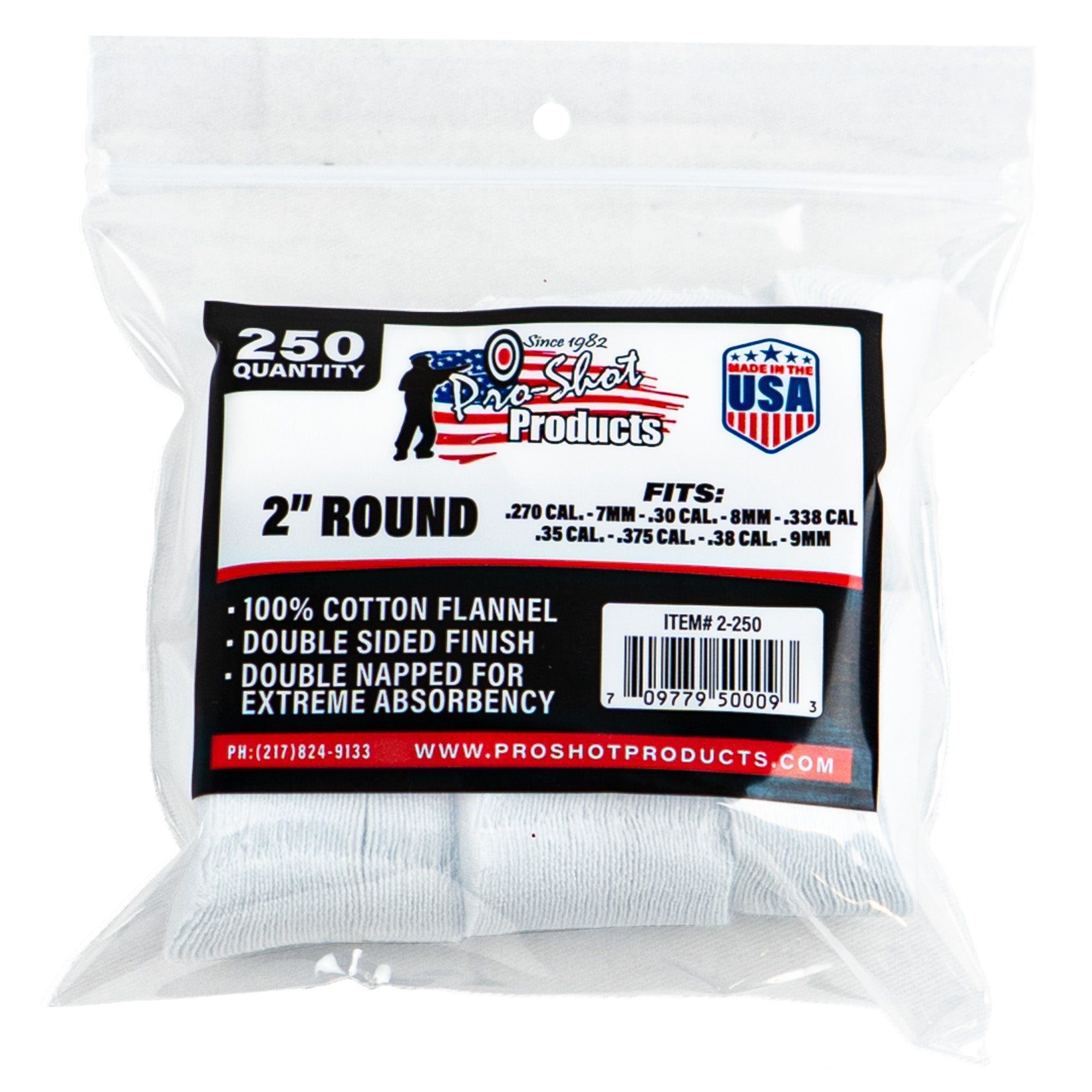 Pro-Shot Products PRO2-250 Patch for 270-38 Caliber - 250 Pack