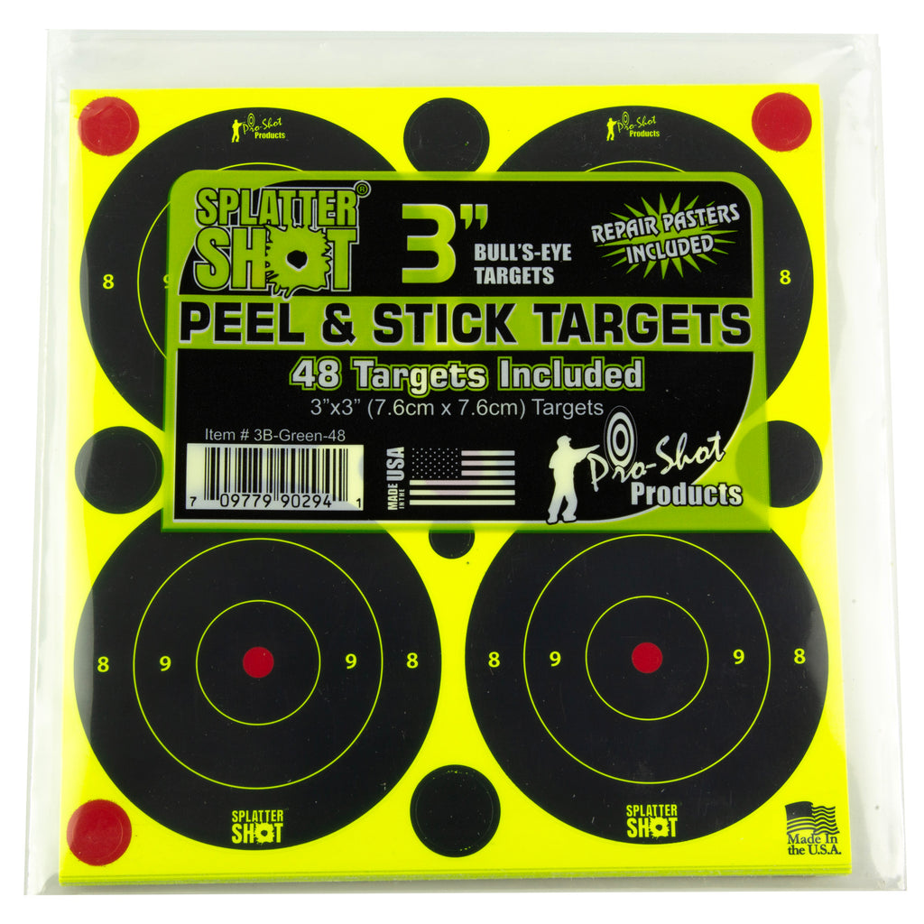 Pro-Shot Products Splatter Shot 3-Inch Green Bullseye Target - Pack of 48