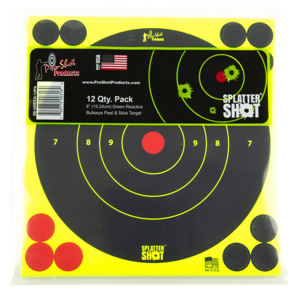 Pro-Shot Products Splatter Shot 6 Green Bullseye Targets (12 Pack)