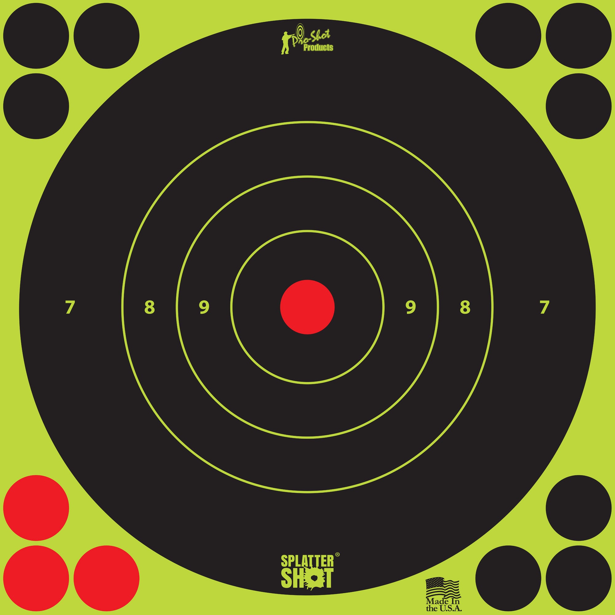 Pro-Shot Products Splatter Shot 8 Bullseye Targets – Green, Pack of 6