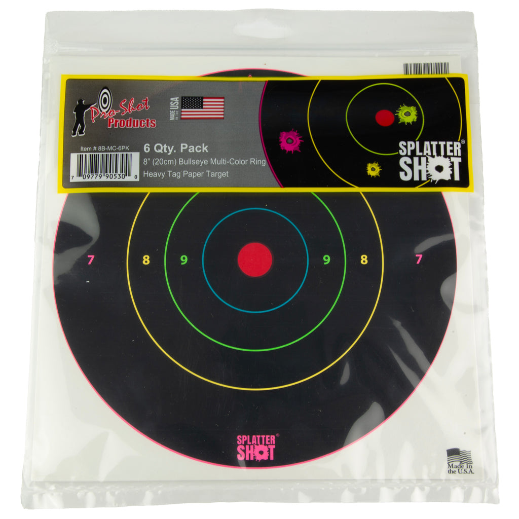Pro-Shot Products Bullseye Target 8-inch Multi-Color Set of 6