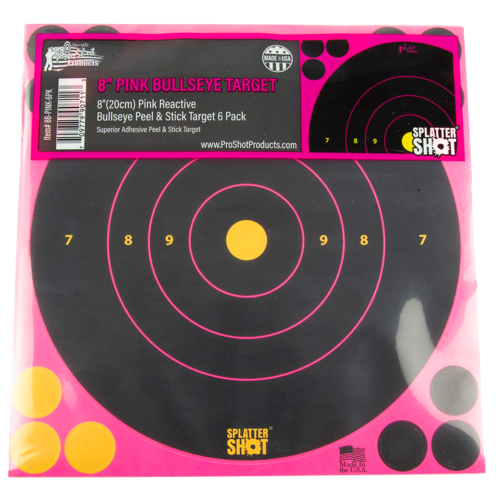Pro-Shot Products Splatter Shot 8 Pink Bullseye Targets – Pack of 6