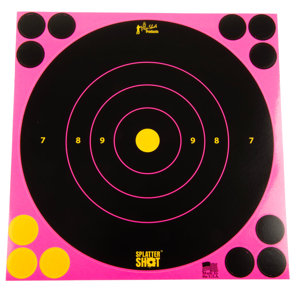 Pro-Shot Products Splatter Shot 8 Pink Bullseye Targets – Pack of 6