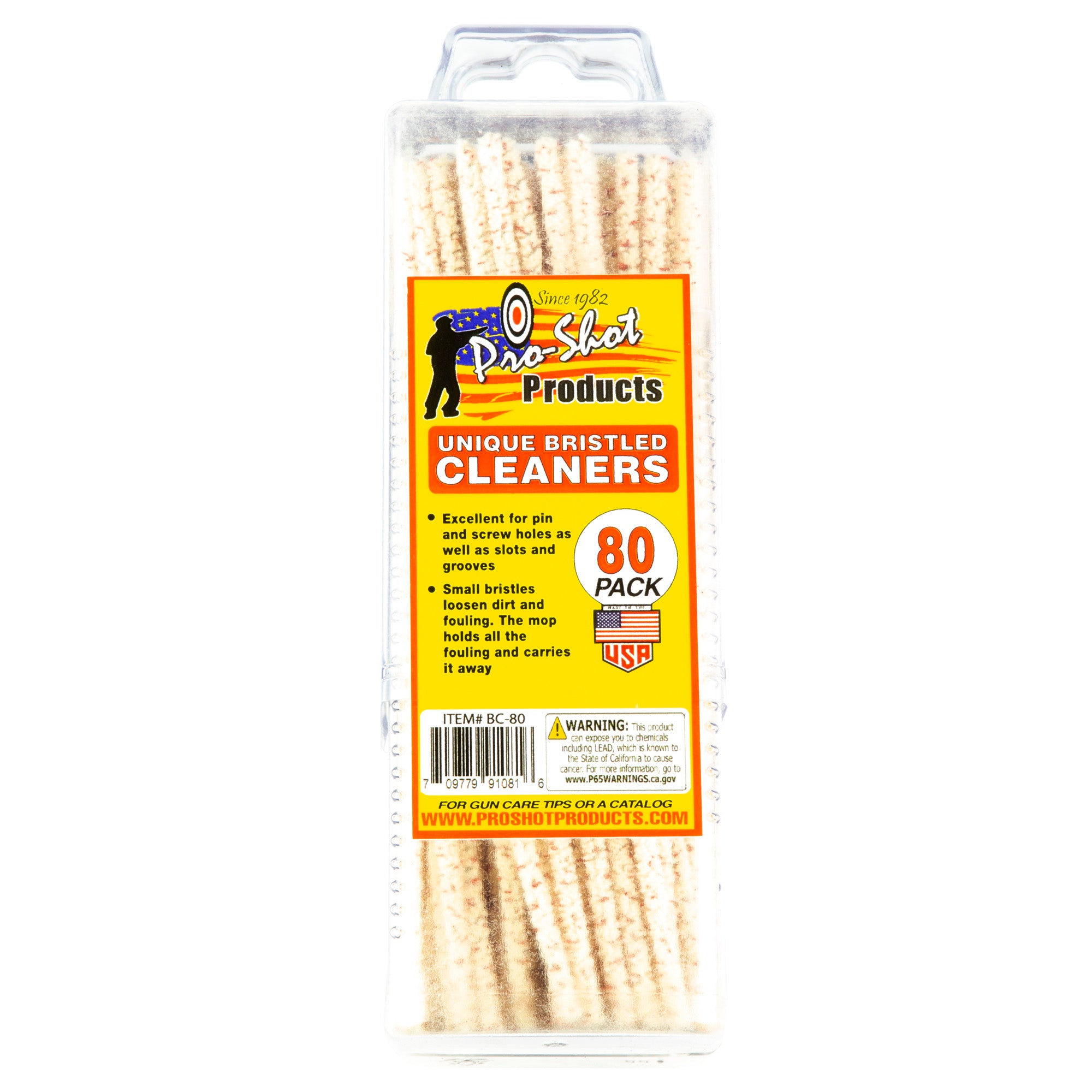 Pro-Shot Products Bristled Cleaners 80-Pack – Versatile 6-inch Pipe Cleaners with Bronze Bristles
