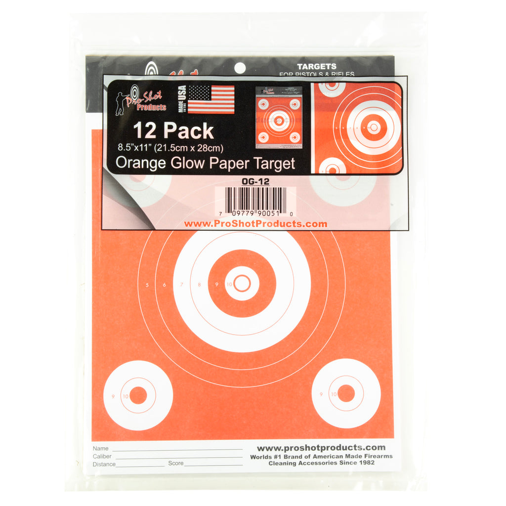 Pro-Shot Products Bullseye Target 6-inch Day Glow Orange - Pack of 12