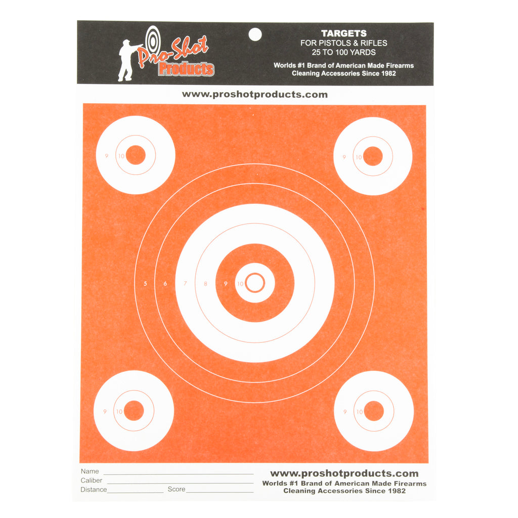 Pro-Shot Products Bullseye Target 6-inch Day Glow Orange - Pack of 12