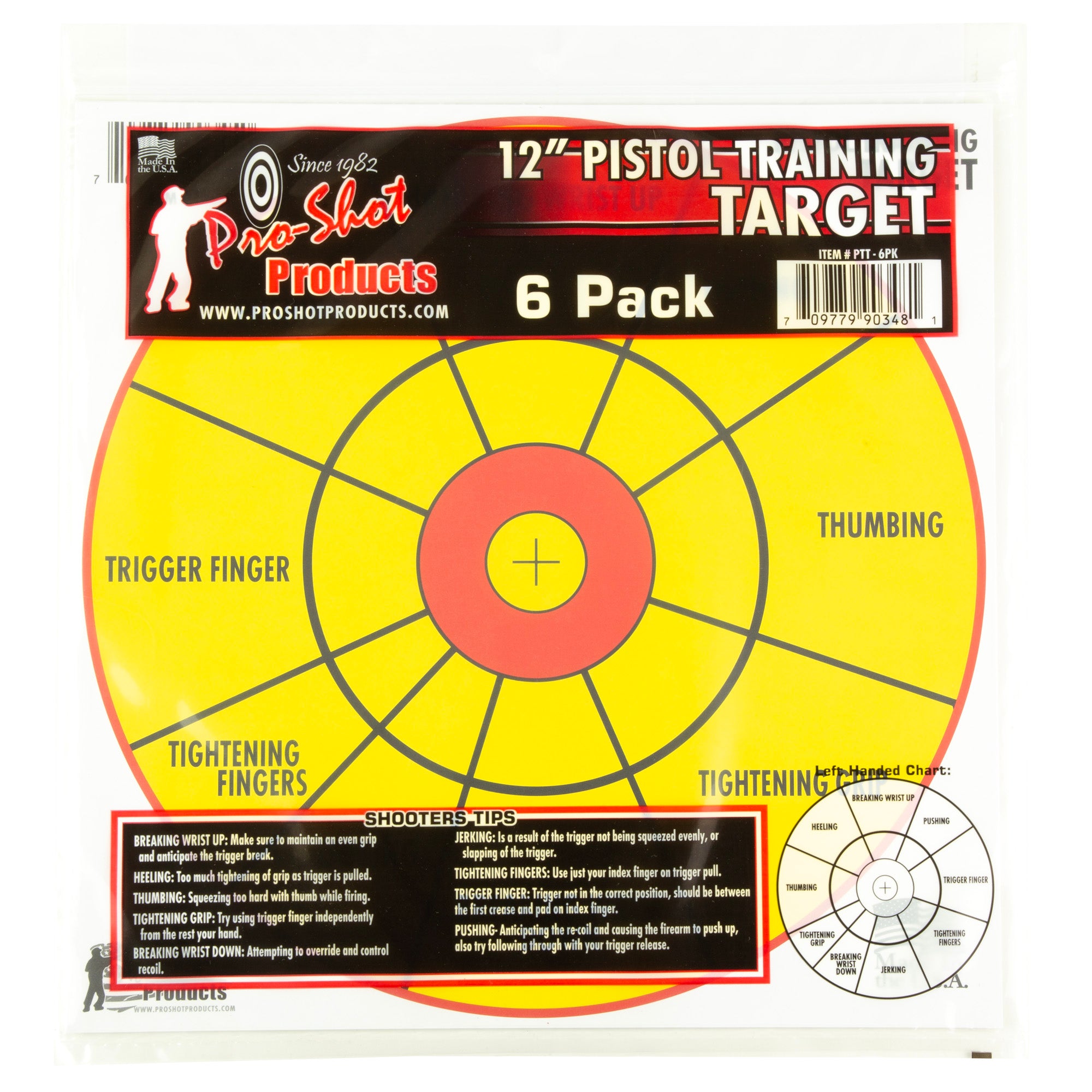 Pro-Shot Products Pistol Training Target, 12-inch, 6-Pack for Handgun Marksmanship Practice