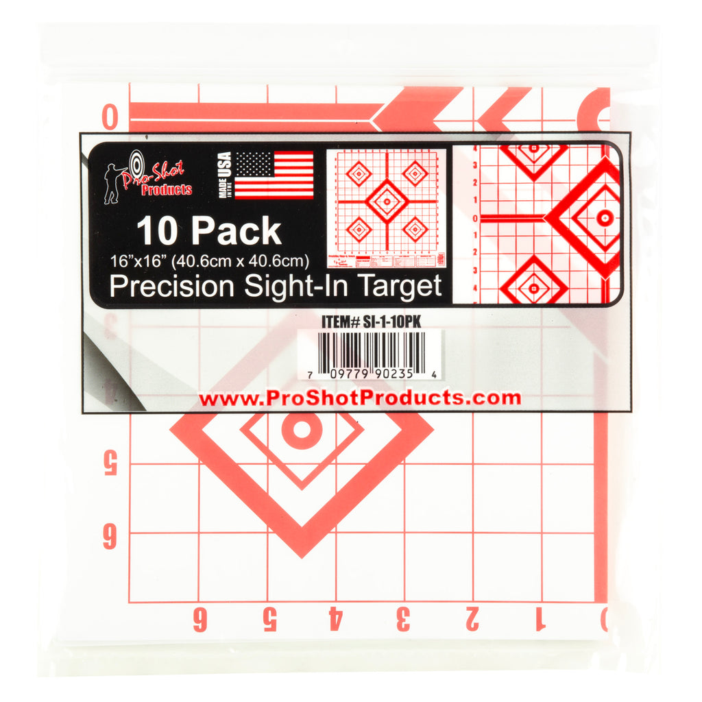 Pro-Shot Products Sight In 16x16 Red Target - 10 Pack