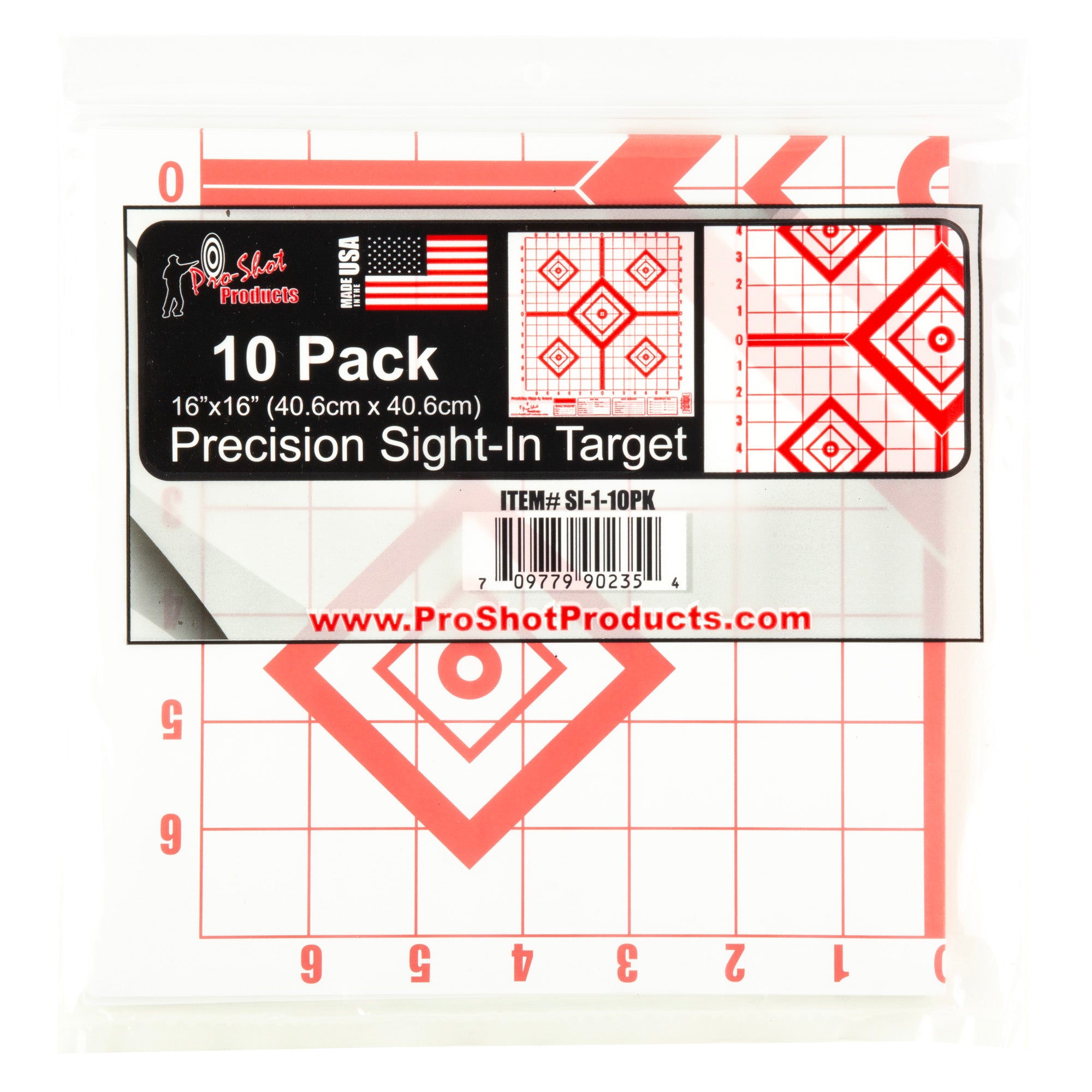 Pro-Shot Products Sight In 16x16 Red Target - 10 Pack