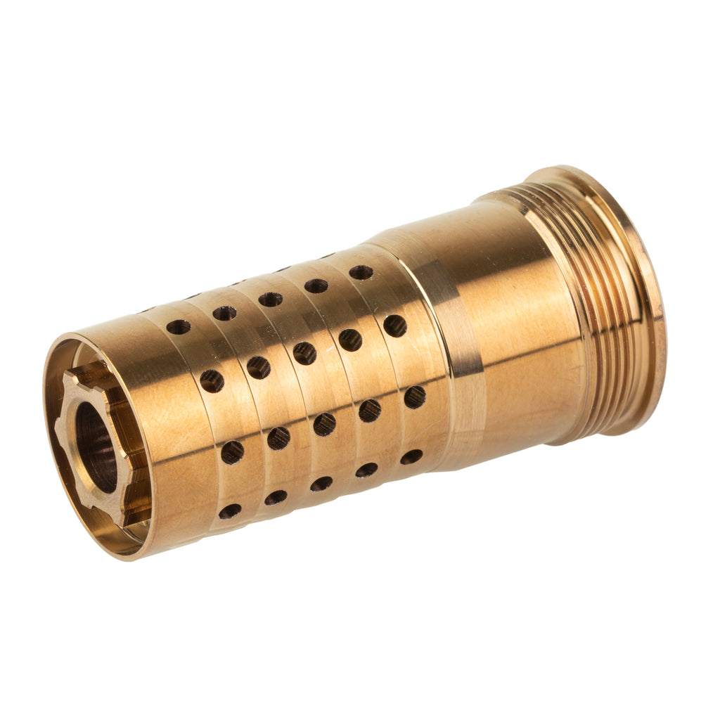Q Cherry Bomb Muzzle Brake for 8.6 Blackout - 5/8x24 Thread, Gold Finish
