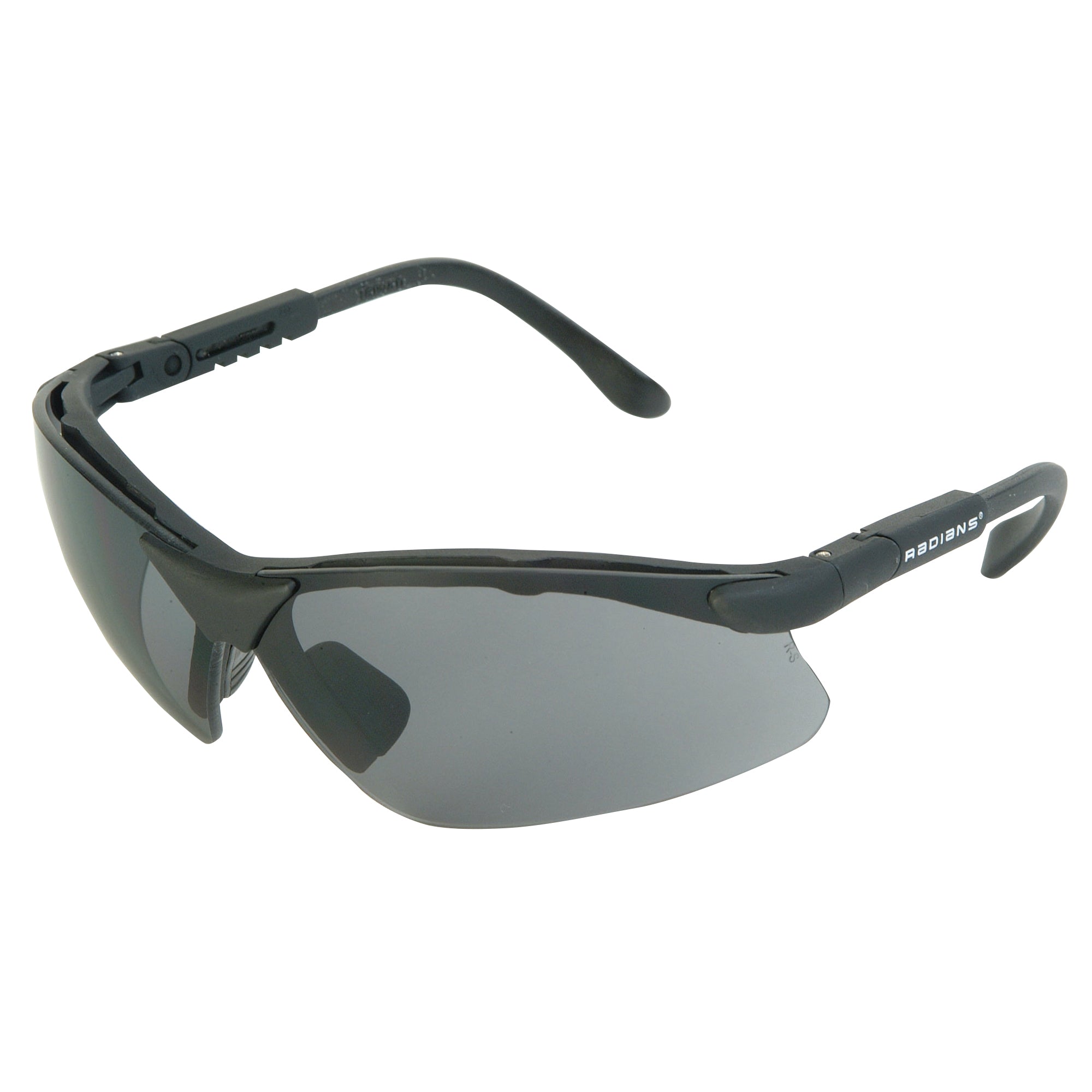 Radians Revelation Black Safety Glasses with Smoke Gray Polycarbonate Lenses