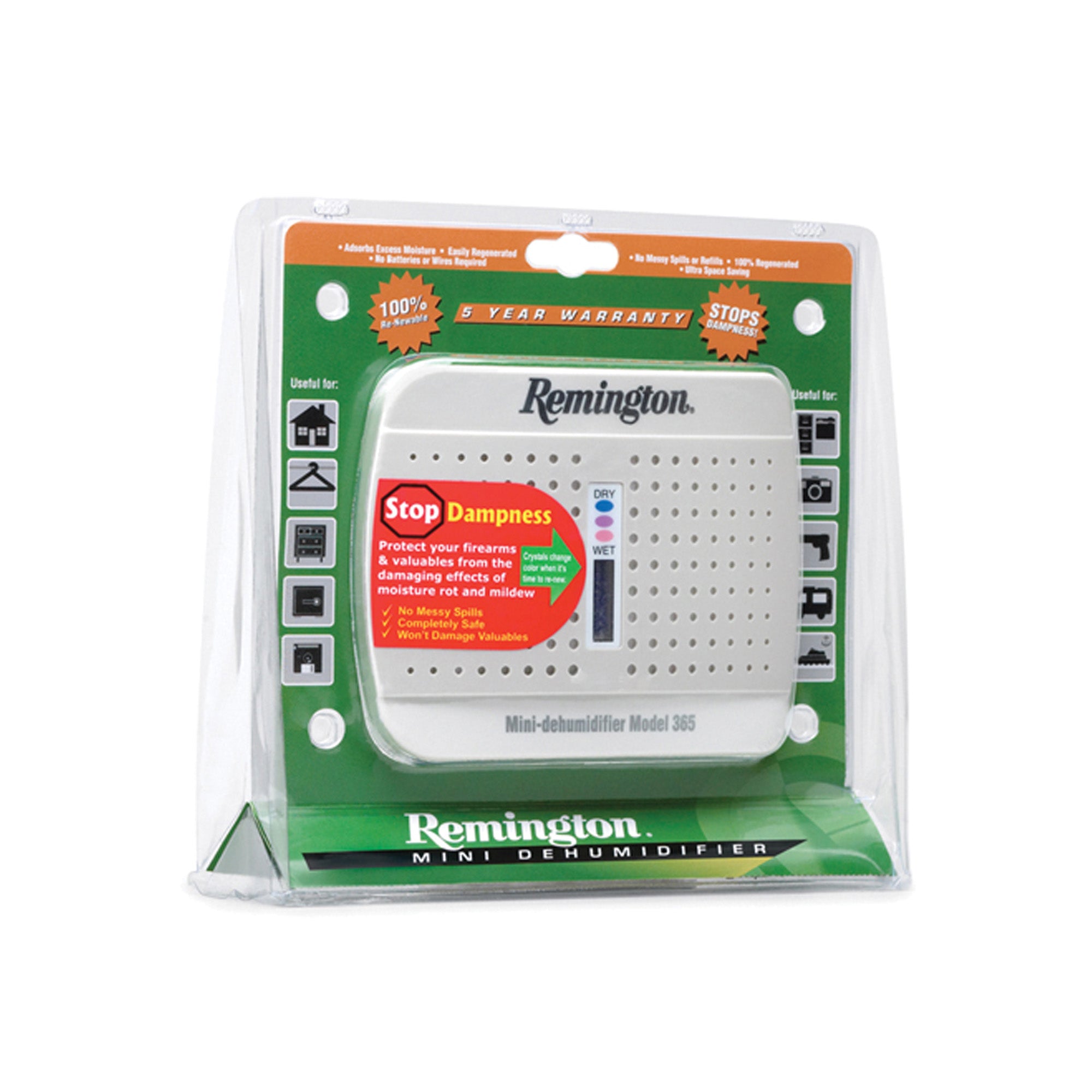 Remington Model 365 Mini Dehumidifier - Rechargeable Desiccant Unit for Firearm and valuables protection