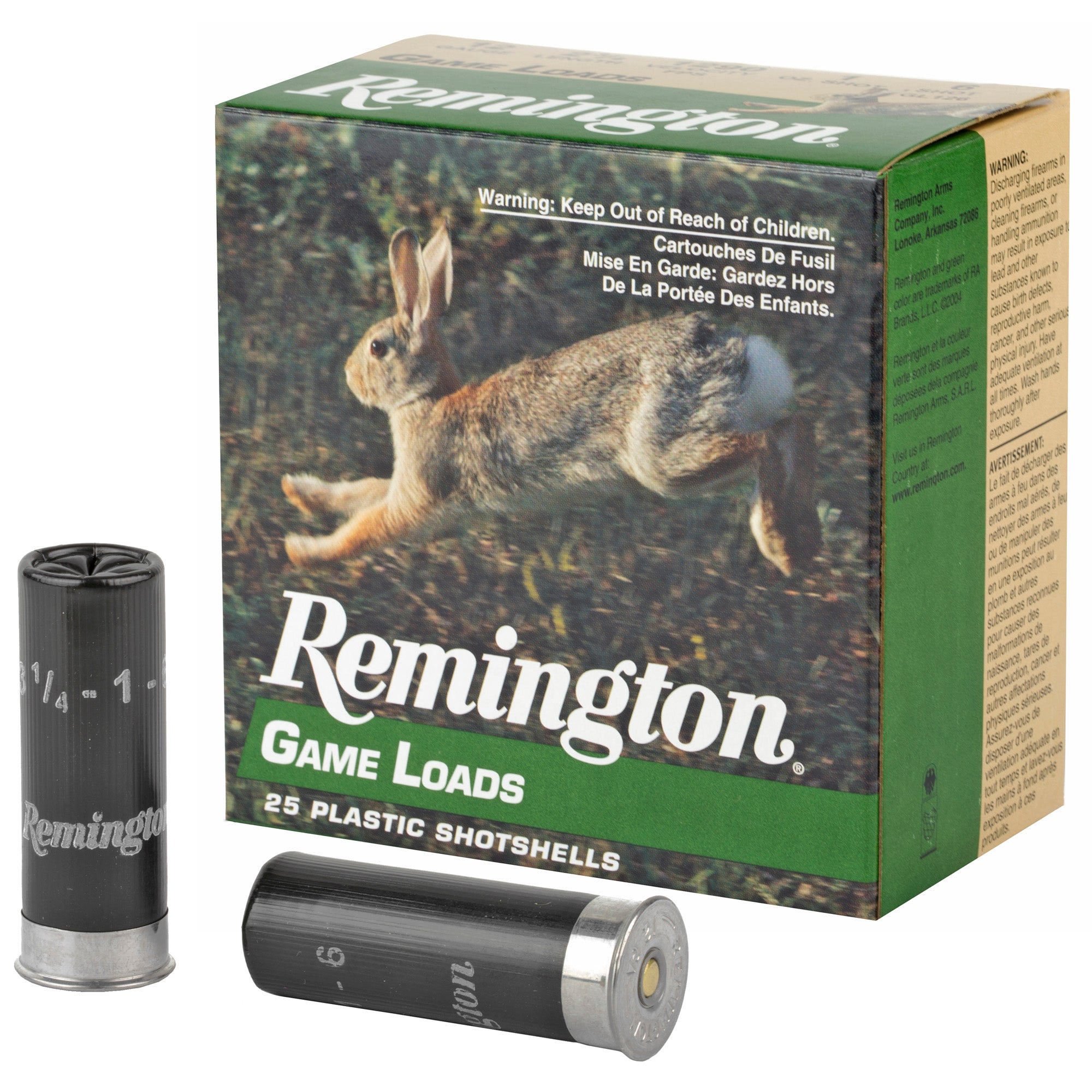 Remington Game Load 12 Gauge Shotshells – 1 oz #6 Shot, 3 1/4 Dram, 25 Rounds per Box