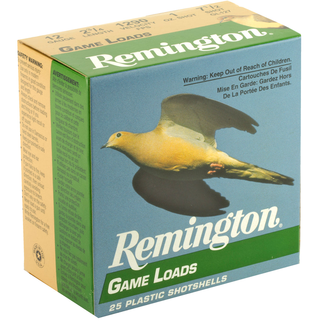 Remington Game Load 12 Gauge Shotshells – 1 oz #7.5, 25/250