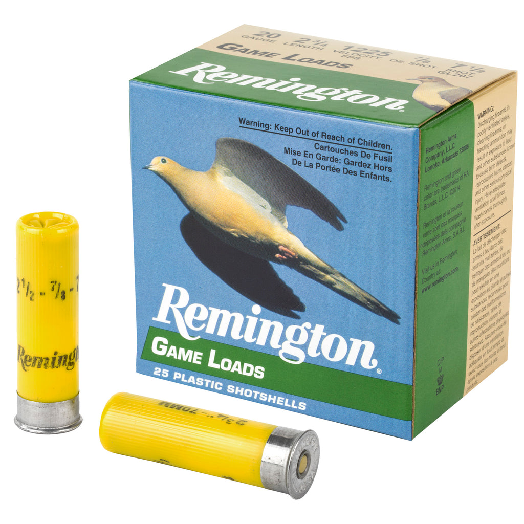 Remington Game Load 20 Gauge Shotshell - 2.75 Inch, 7.5 Shot, 25 Rounds