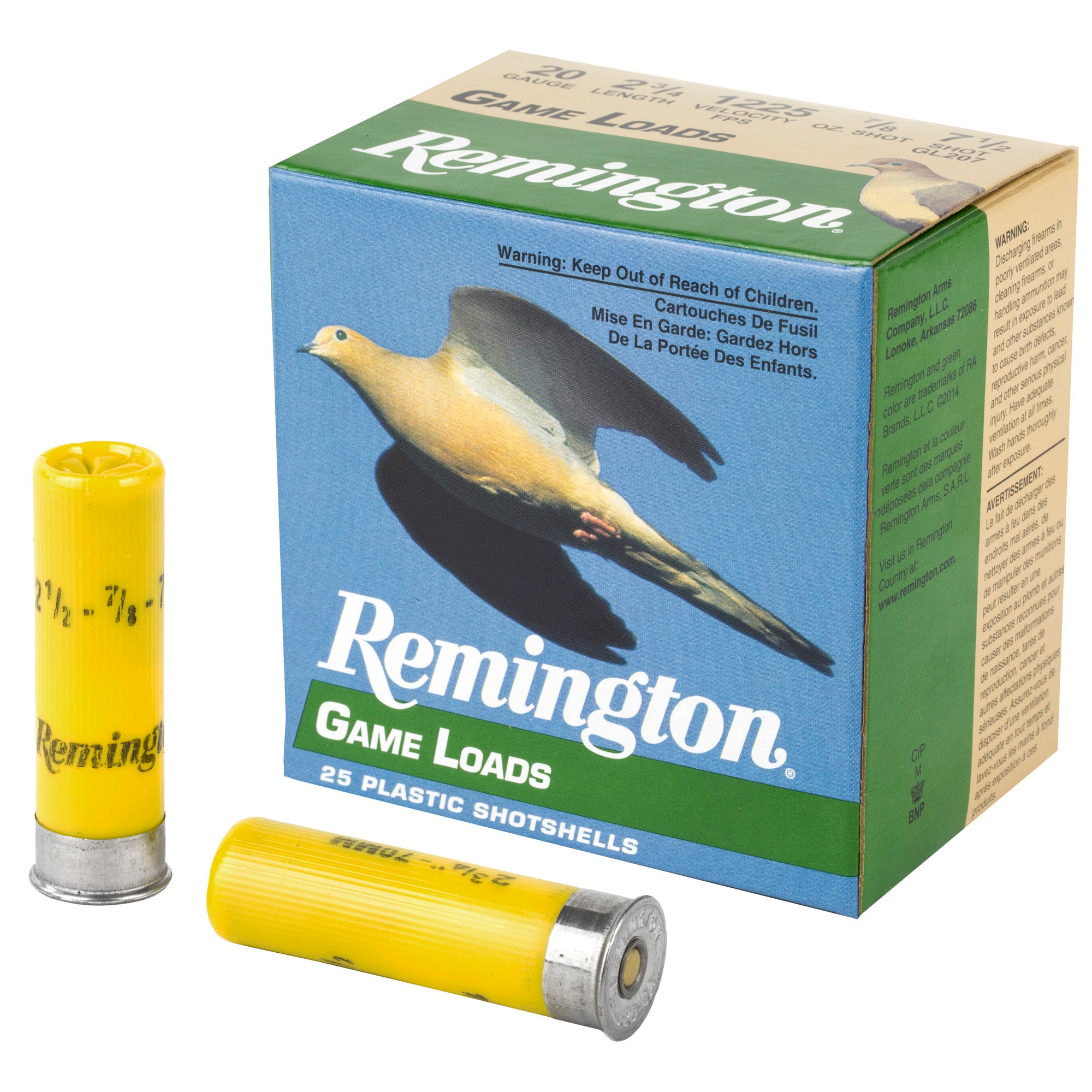 Remington Game Load 20 Gauge Shotshell - 2.75 Inch, 7.5 Shot, 25 Rounds