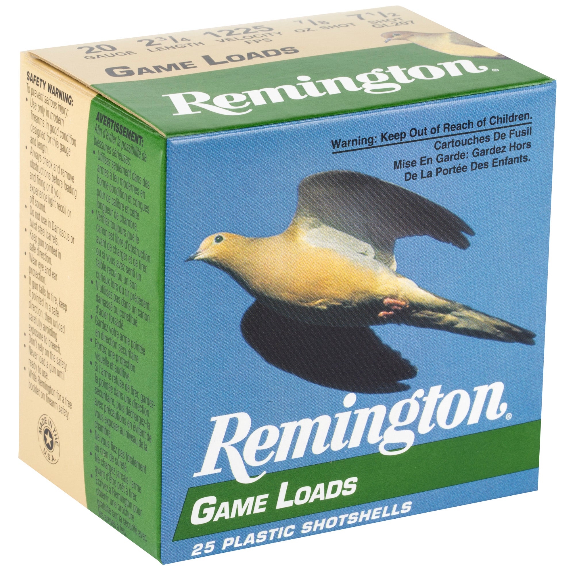 Remington Game Load 20 Gauge Shotshell - 2.75 Inch, 7.5 Shot, 25 Rounds