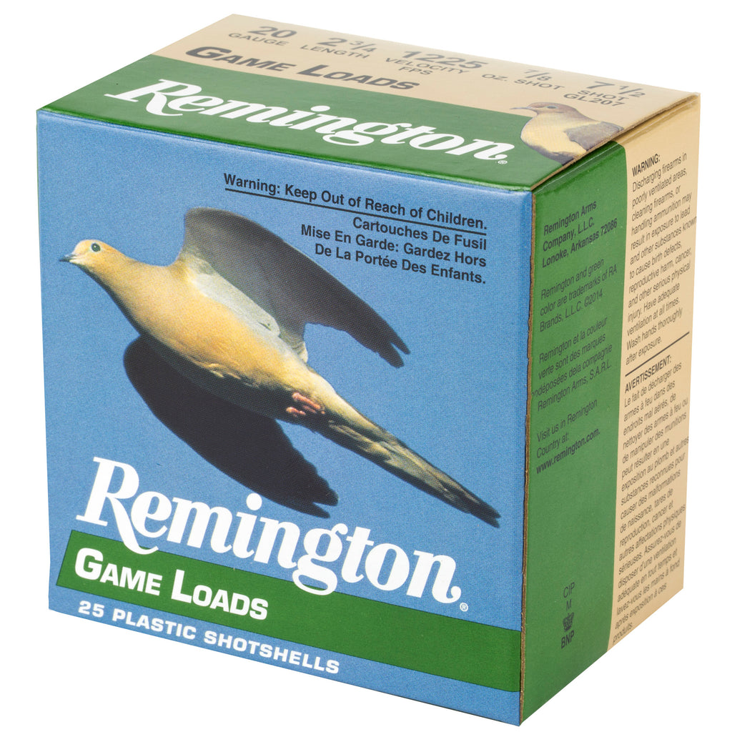 Remington Game Load 20 Gauge Shotshell - 2.75 Inch, 7.5 Shot, 25 Rounds