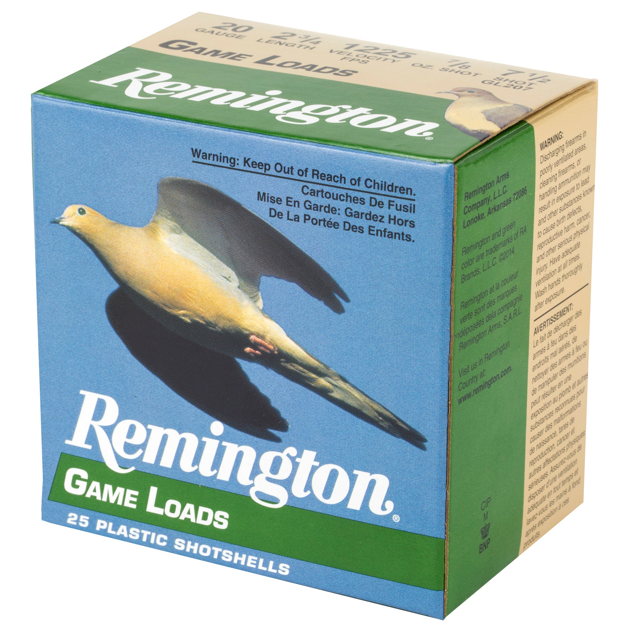 Remington Game Load 20 Gauge Shotshell - 2.75 Inch, 7.5 Shot, 25 Rounds