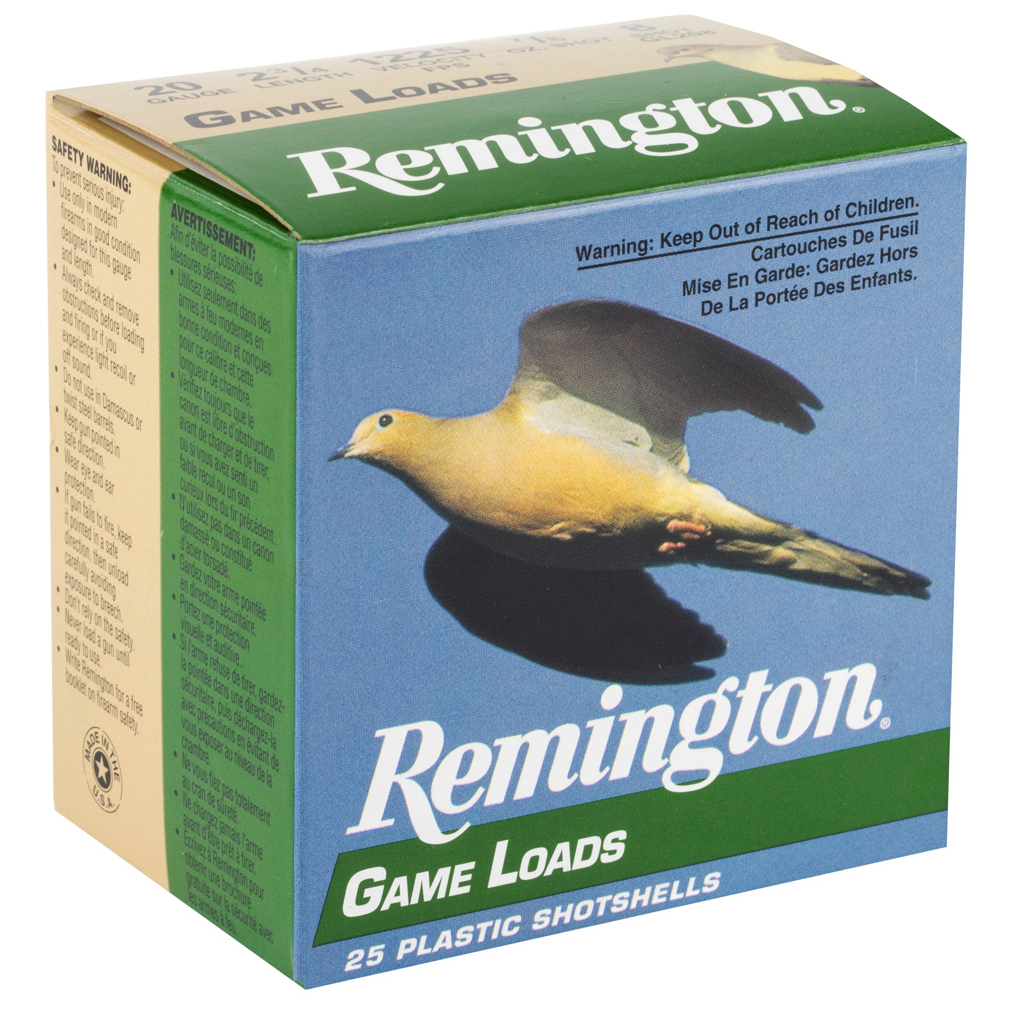 Remington Game Load 20 Gauge Shotshell - 2 3/4 Inch, 25 Rounds Per Box