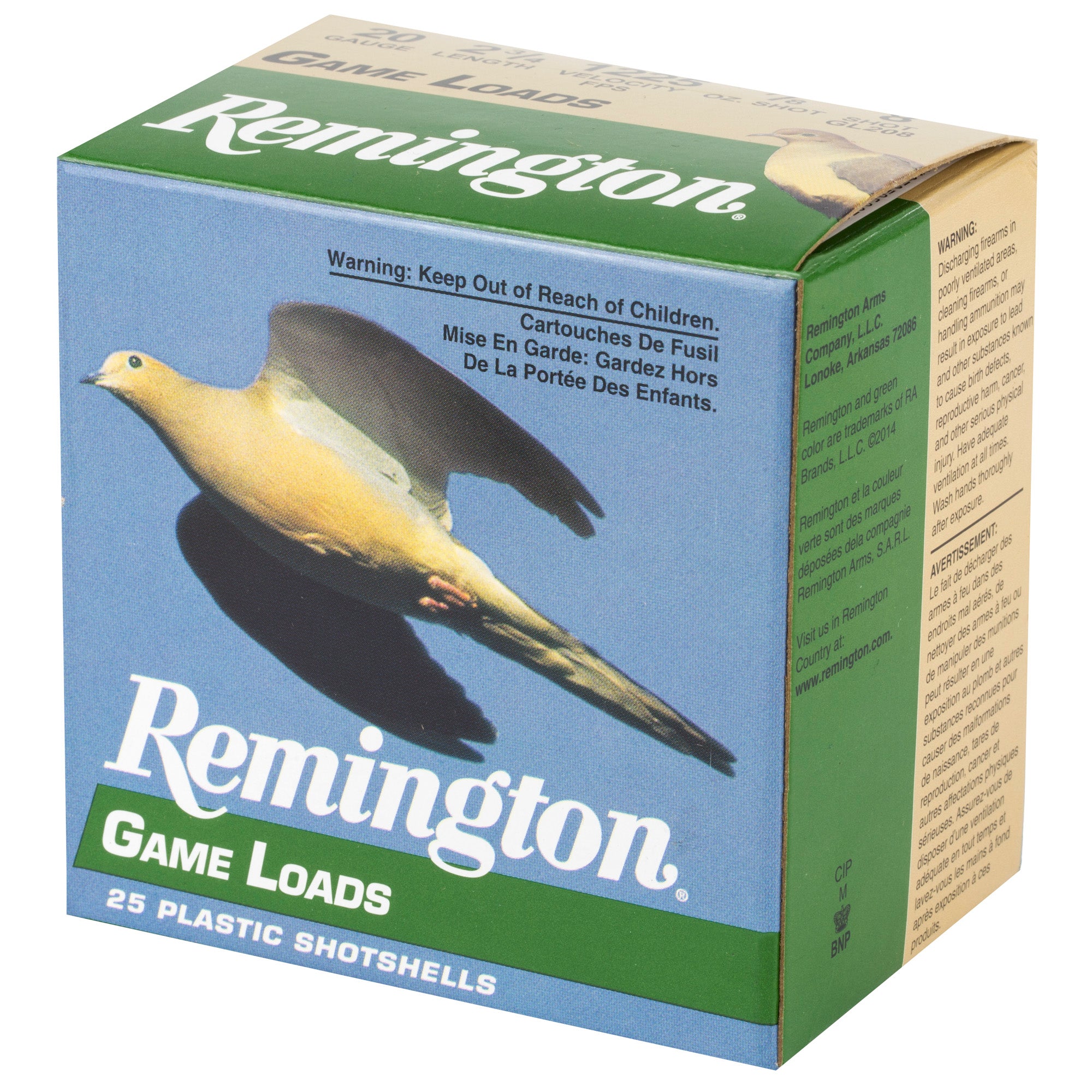 Remington Game Load 20 Gauge Shotshell - 2 3/4 Inch, 25 Rounds Per Box