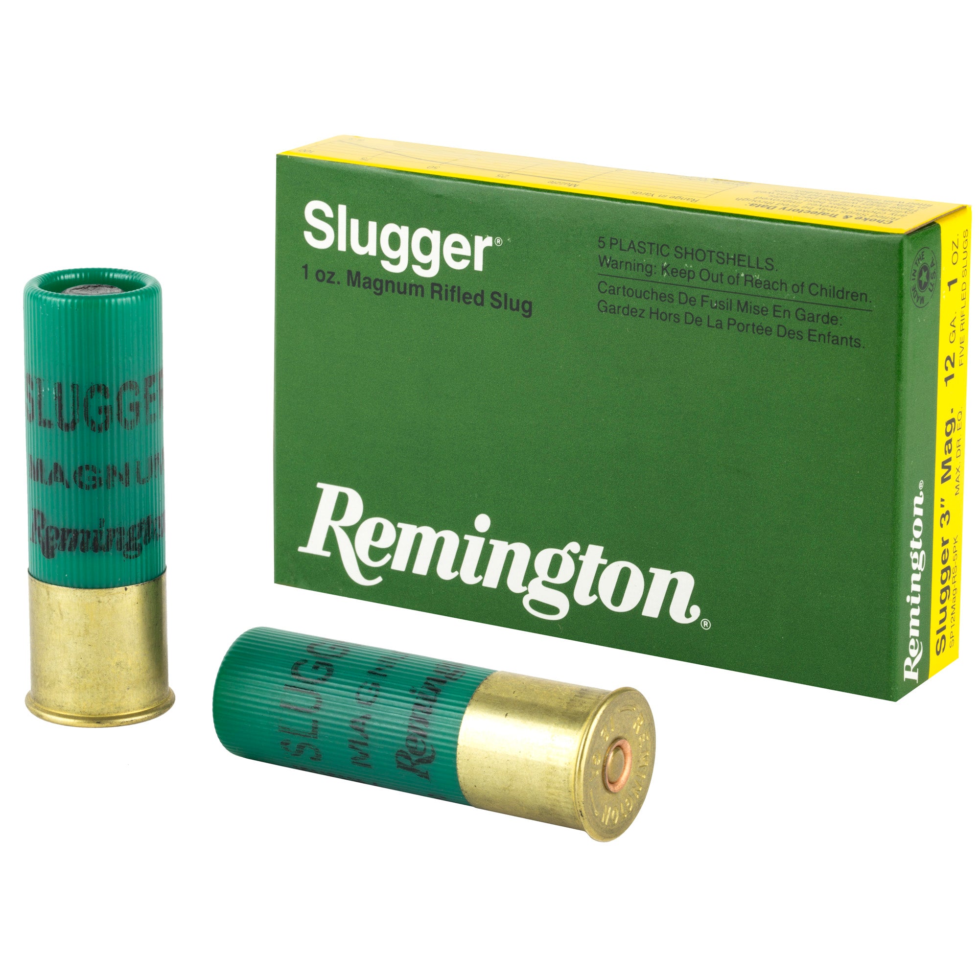 Remington Slugger 12 Gauge 3" Rifled Slug – 1 oz Max Dram, 5 Rounds per Box