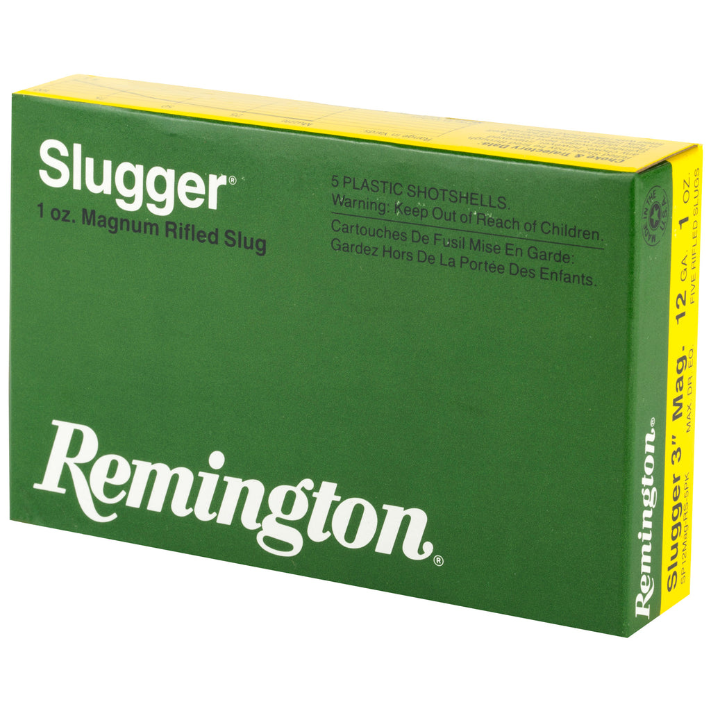 Remington Slugger 12 Gauge 3" Rifled Slug – 1 oz Max Dram, 5 Rounds per Box
