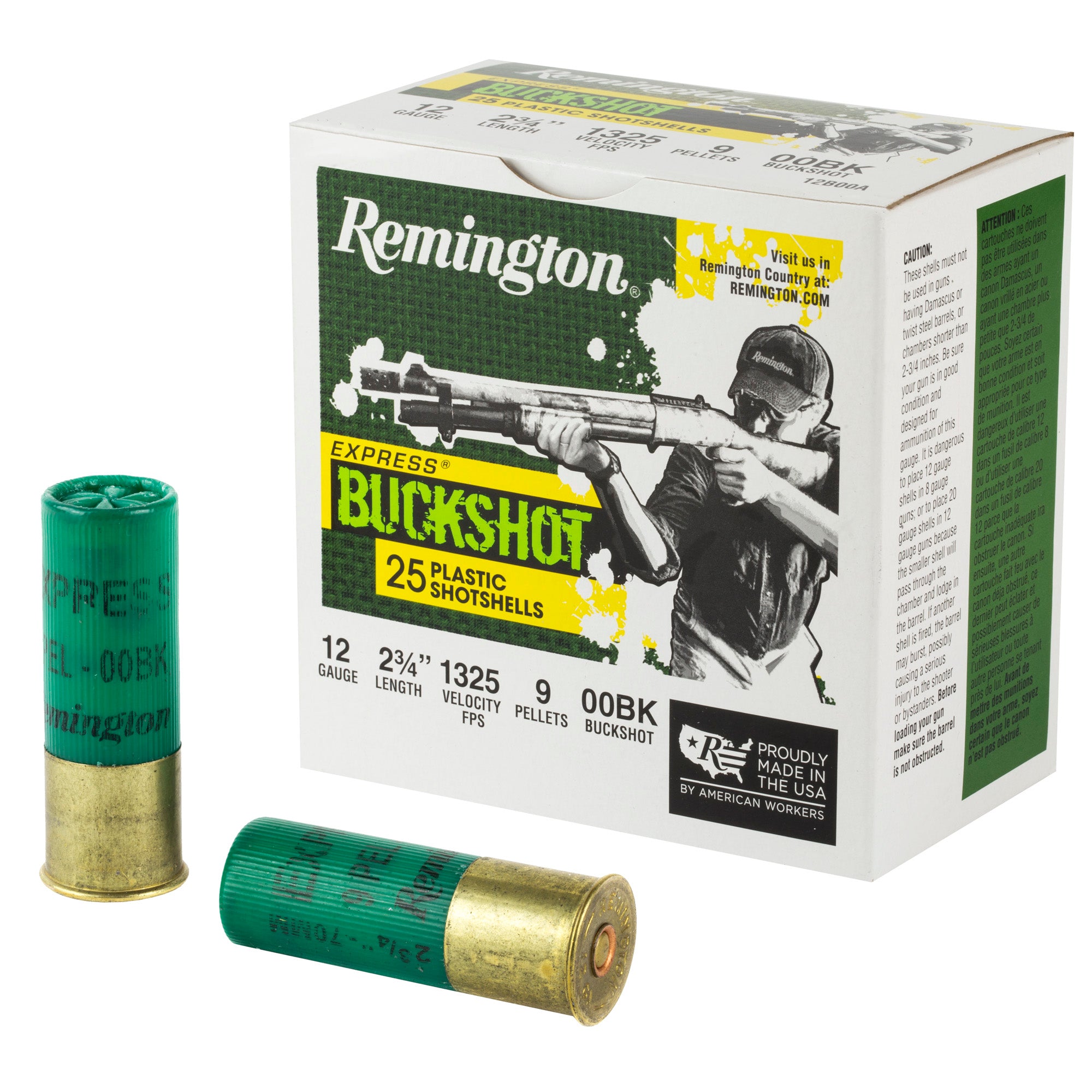 Remington Express Buckshot 12 Gauge 2.75 inch, 00 Buck - 25 Rounds per Box
