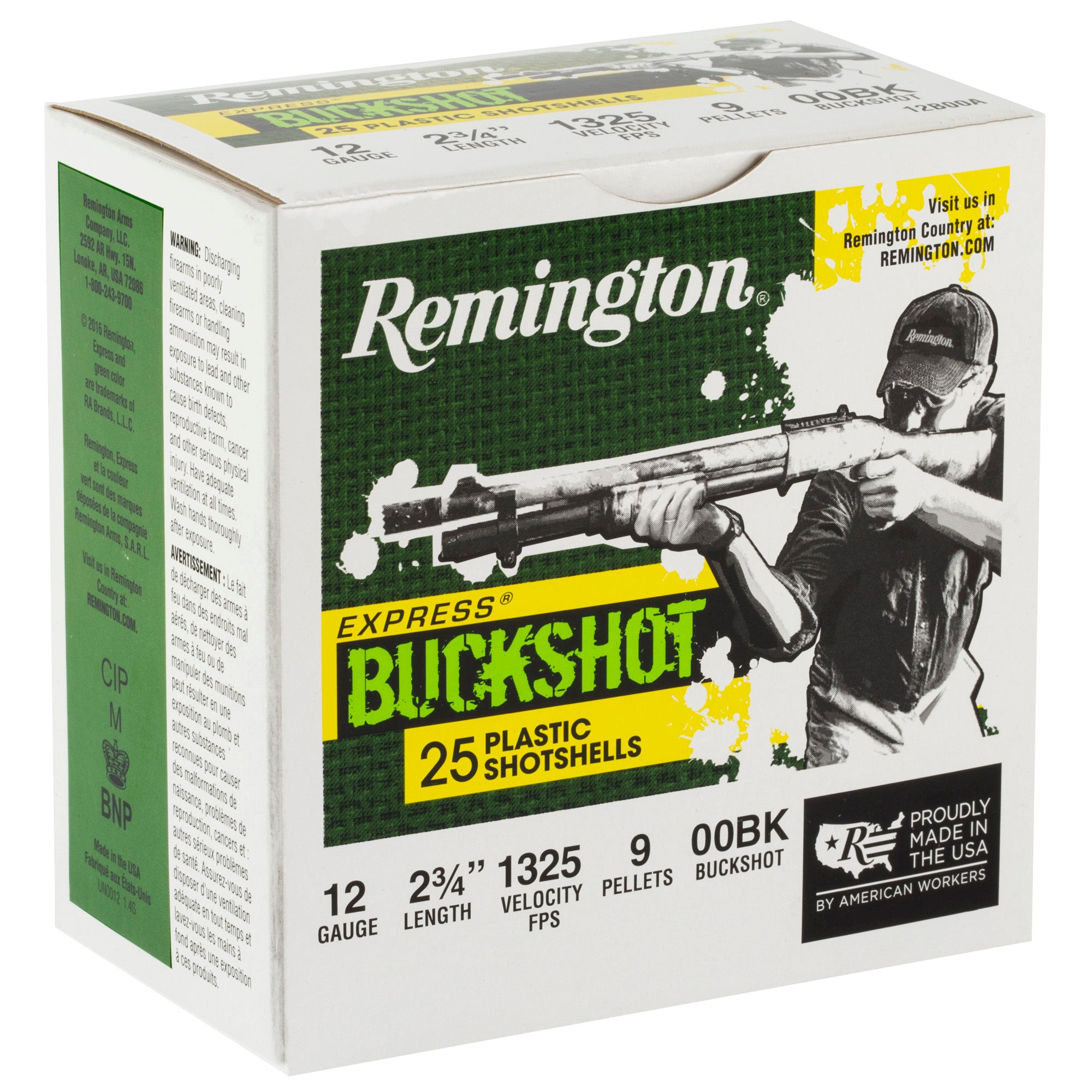 Remington Express Buckshot 12 Gauge 2.75 inch, 00 Buck - 25 Rounds per Box