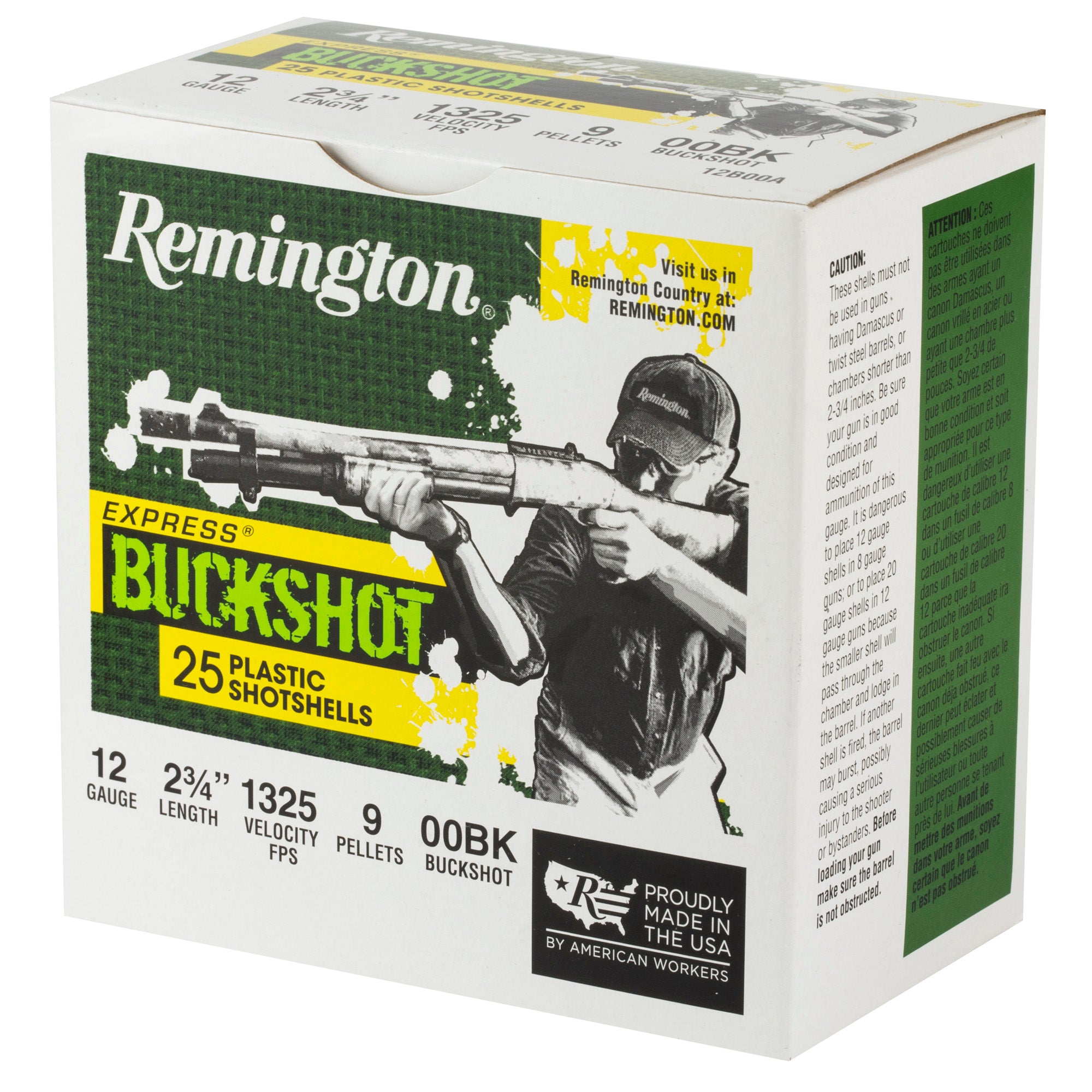 Remington Express Buckshot 12 Gauge 2.75 inch, 00 Buck - 25 Rounds per Box