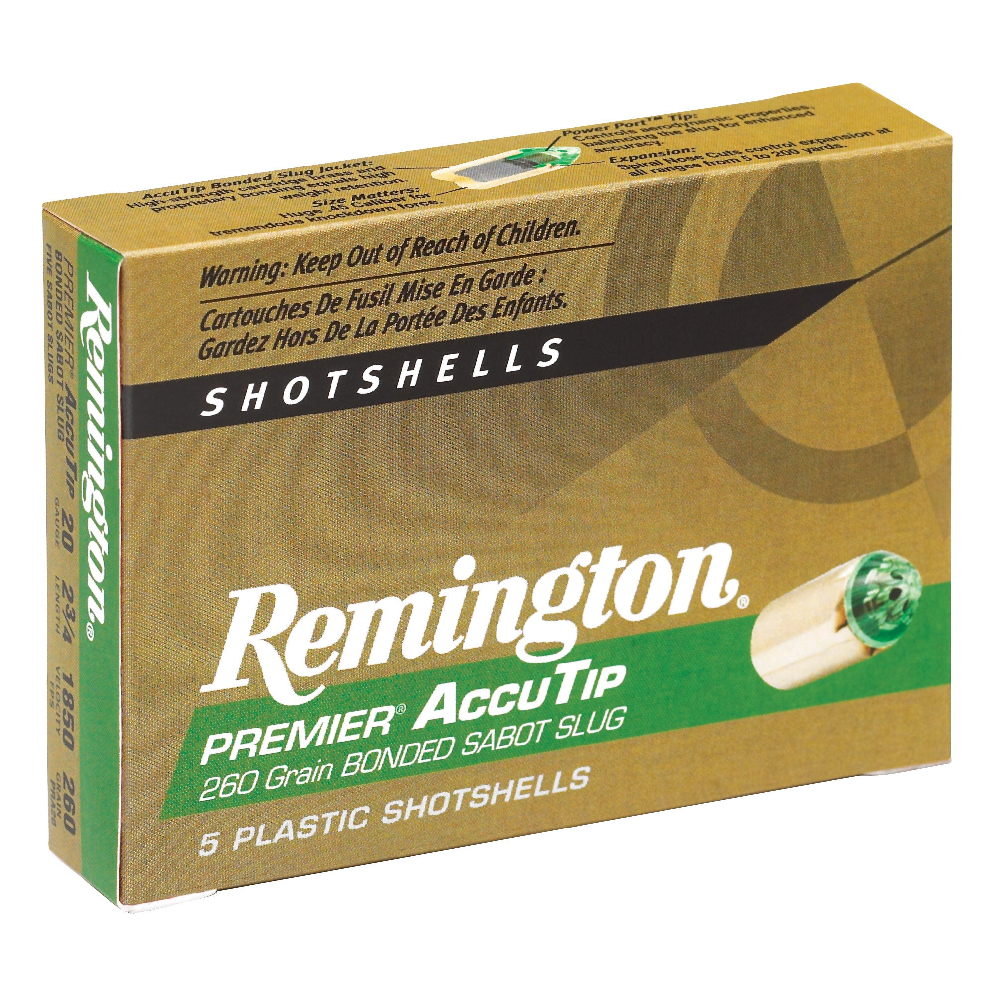 Remington AccuTip 20 Gauge 2.75 inch 260 Grain Sabot Slug - Precision Hunting Ammunition