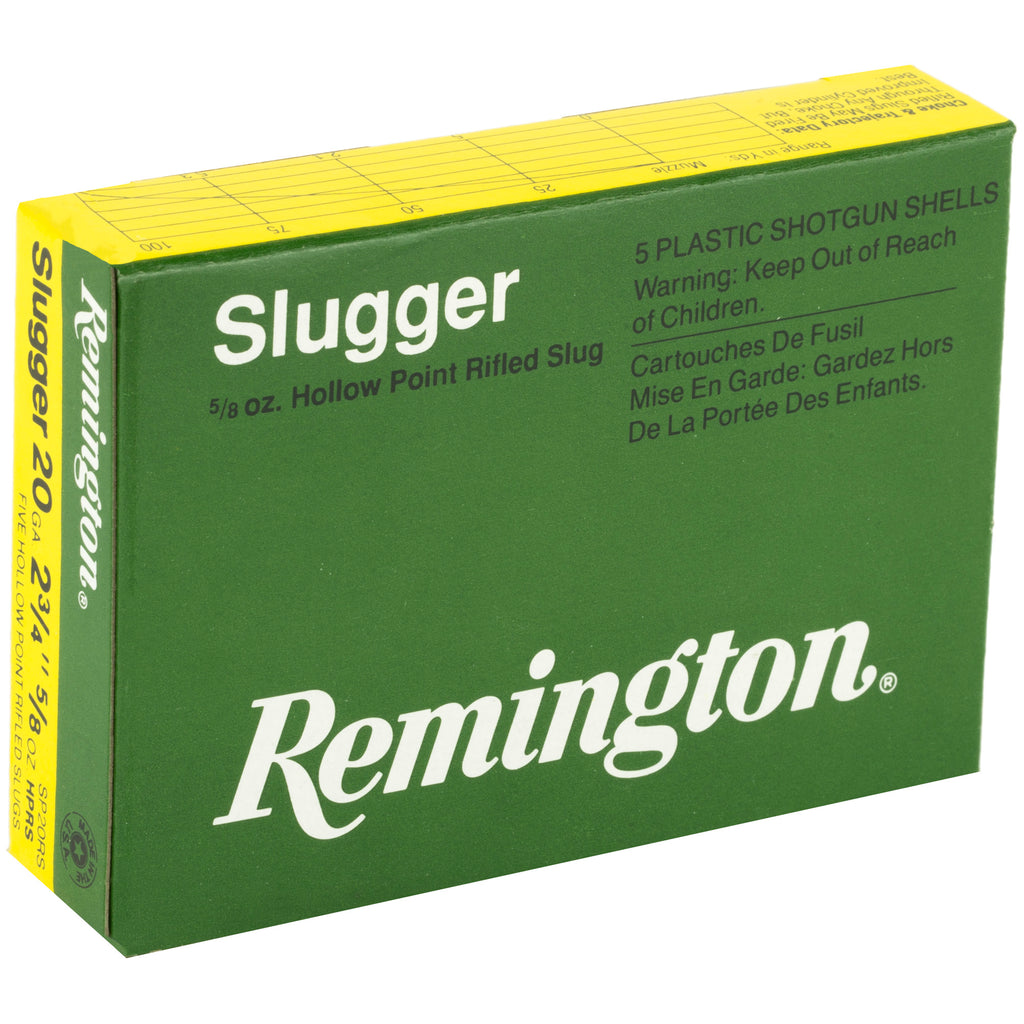 Remington Slugger 20 Gauge Rifled Slug – 3 Inch Magnum, 5/8 Ounce, 1760 fps, 5 Rounds per Box