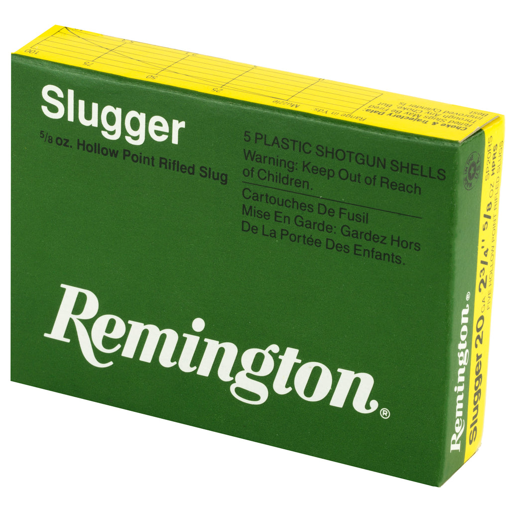 Remington Slugger 20 Gauge Rifled Slug – 3 Inch Magnum, 5/8 Ounce, 1760 fps, 5 Rounds per Box