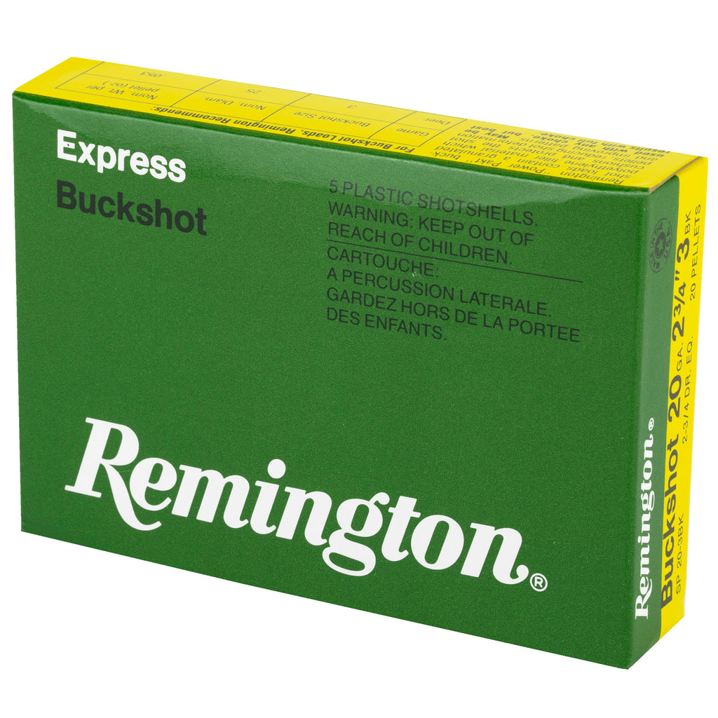 Remington Express 20 Gauge 2.75-inch 3 Buckshot - 5 Rounds per Box, 250 per Case