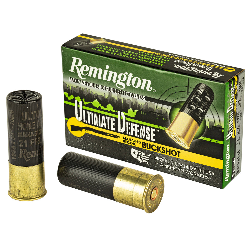 Remington Ultimate Defense 12 Gauge 2.75-inch 00 Buckshot Shotshells, 5 per Box