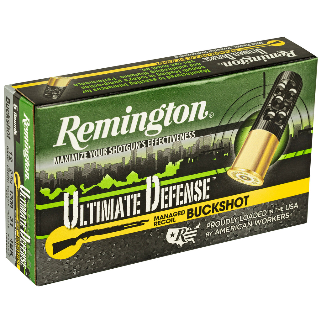 Remington Ultimate Defense 12 Gauge 2.75-inch 00 Buckshot Shotshells, 5 per Box