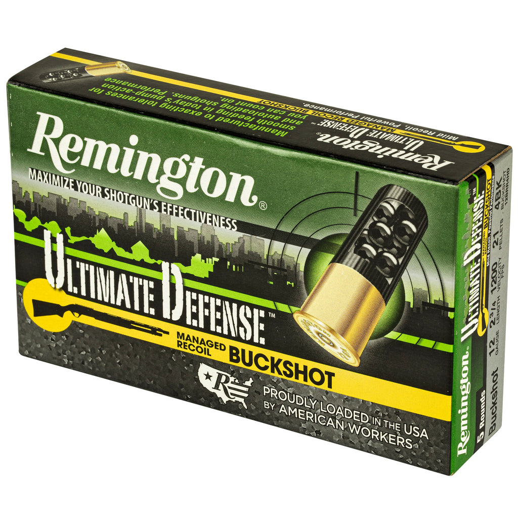 Remington Ultimate Defense 12 Gauge 2.75-inch 00 Buckshot Shotshells, 5 per Box