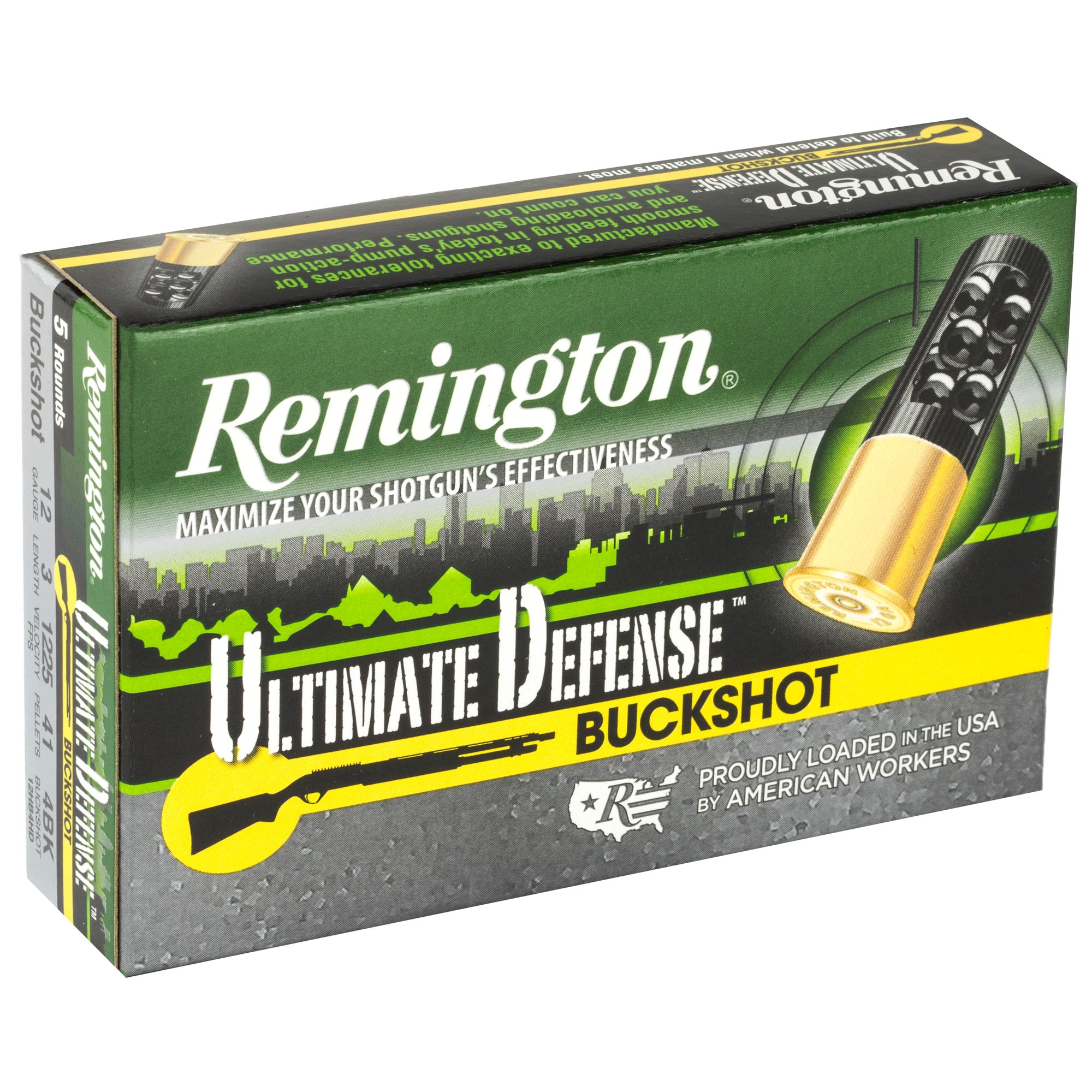 Remington Ultimate Defense 12 Gauge Shotshells – 3-Inch, #4 Shot, 5 Rounds per Box