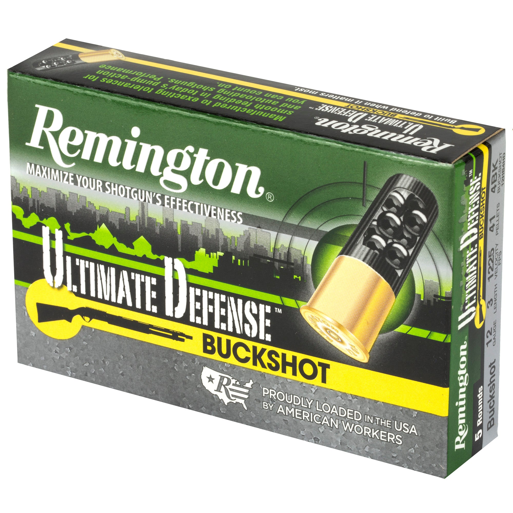 Remington Ultimate Defense 12 Gauge Shotshells – 3-Inch, #4 Shot, 5 Rounds per Box