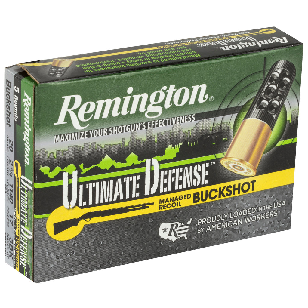Remington Ultimate Defense 20 Gauge 2.75-inch 3 Buck Shotshells - 5 Rounds per Box