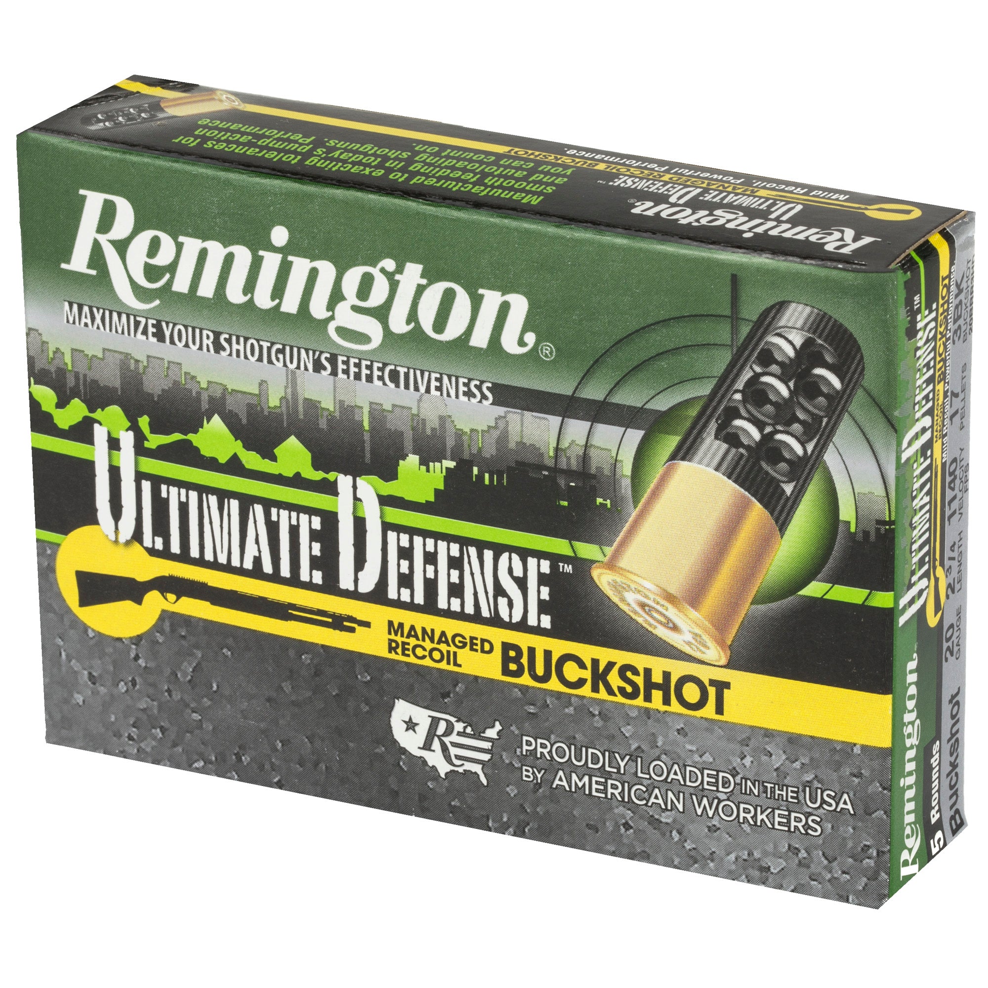 Remington Ultimate Defense 20 Gauge 2.75-inch 3 Buck Shotshells - 5 Rounds per Box