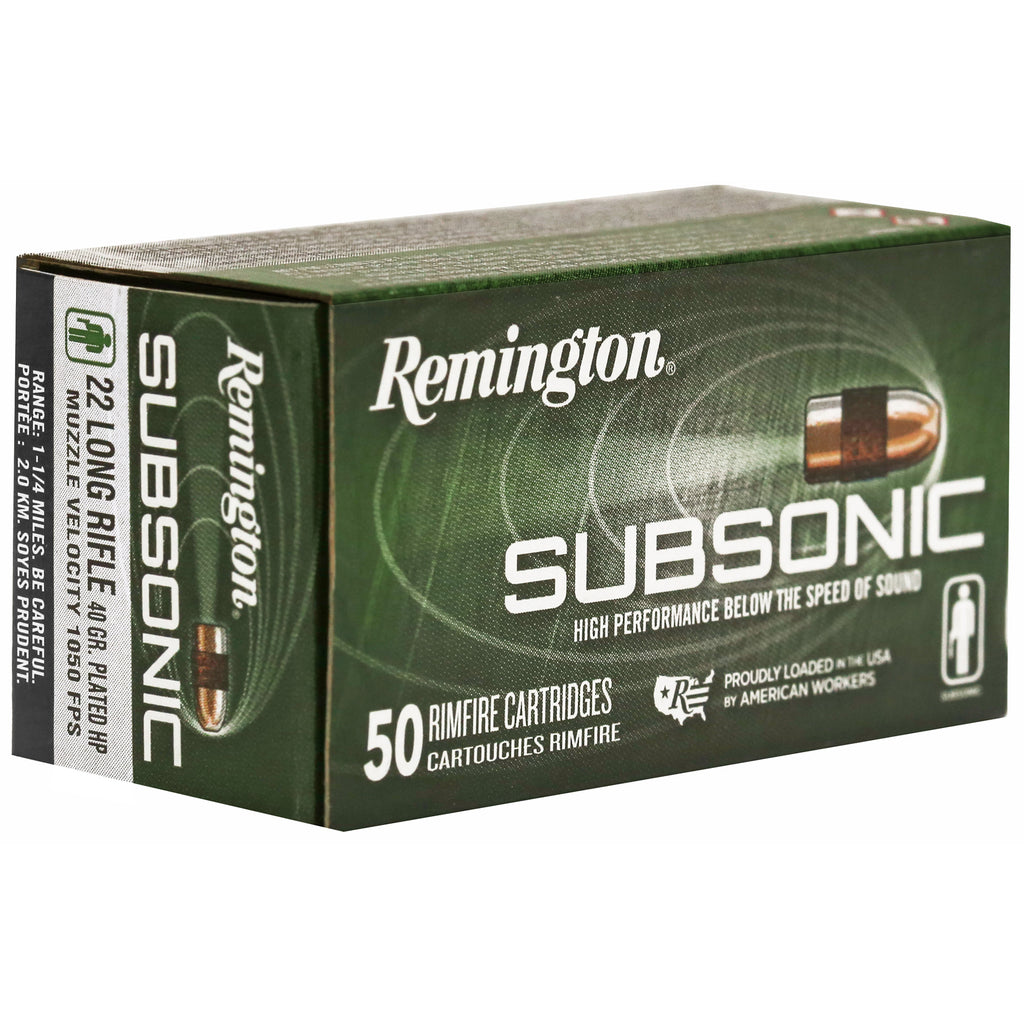 Remington Subsonic .22 LR 40 Grain Copper Hollow Point Ammunition - Pack of 50 Rounds