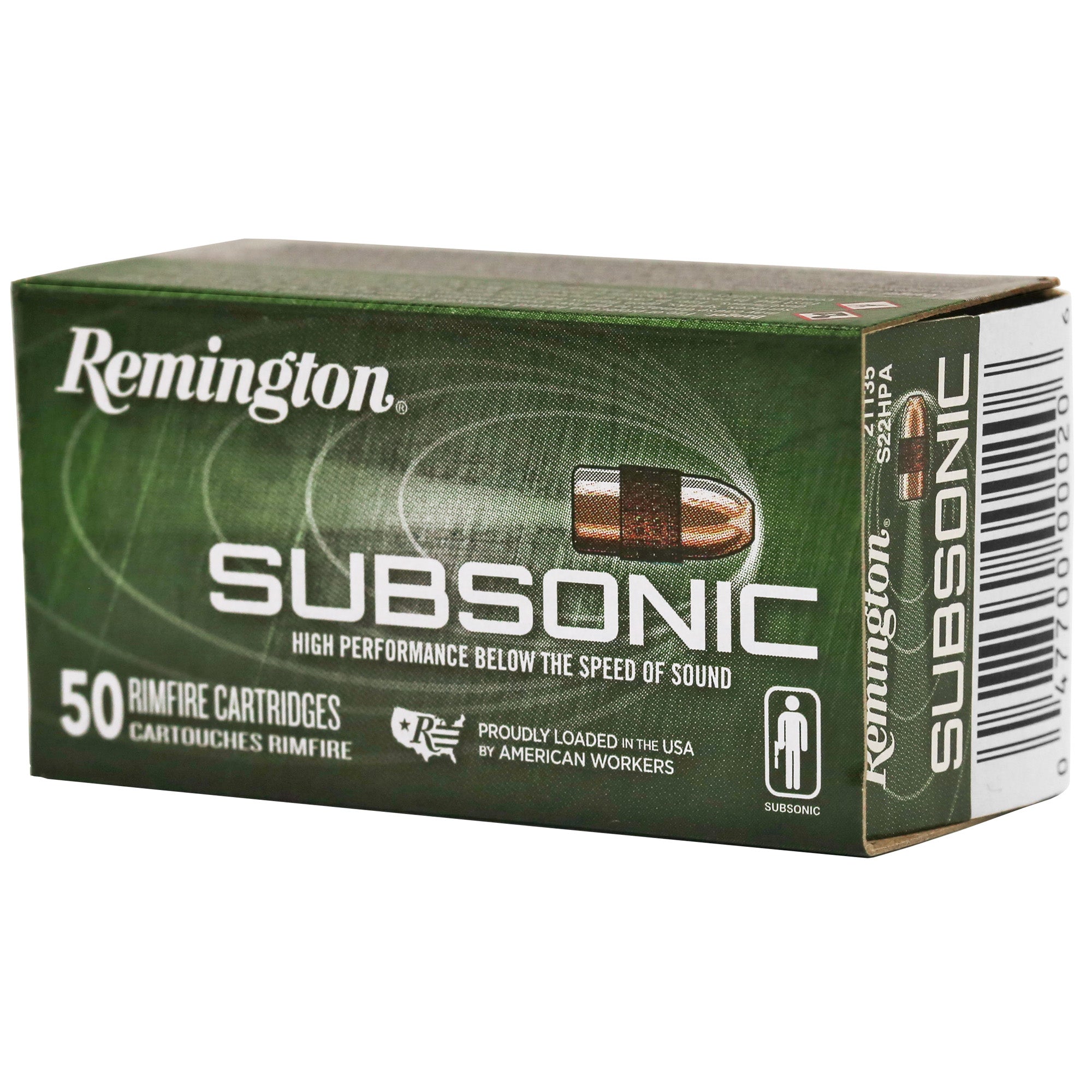 Remington Subsonic .22 LR 40 Grain Copper Hollow Point Ammunition - Pack of 50 Rounds